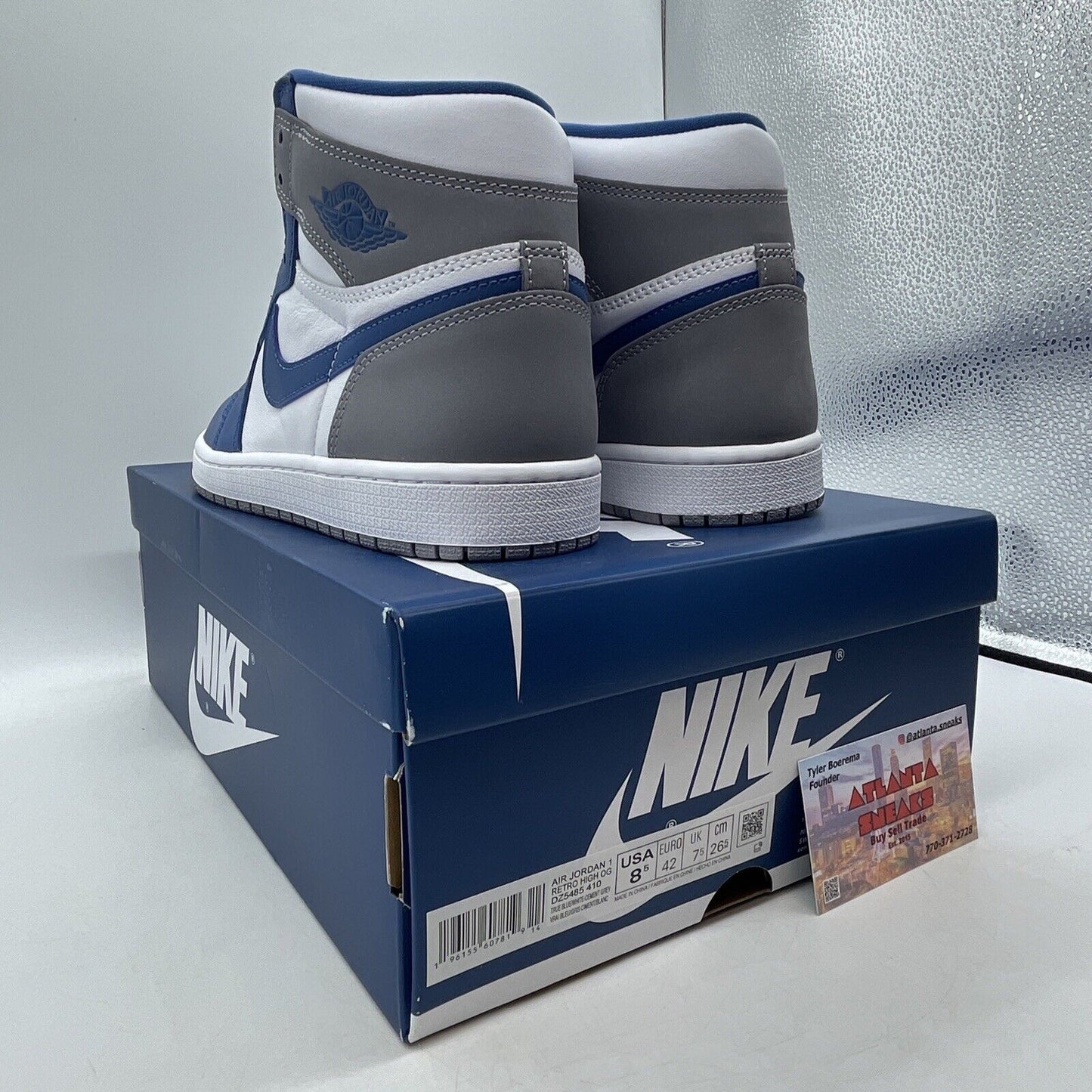 Size 8.5 - Jordan 1 Retro OG High True Blue Grey White Suede (DZ5485-410)