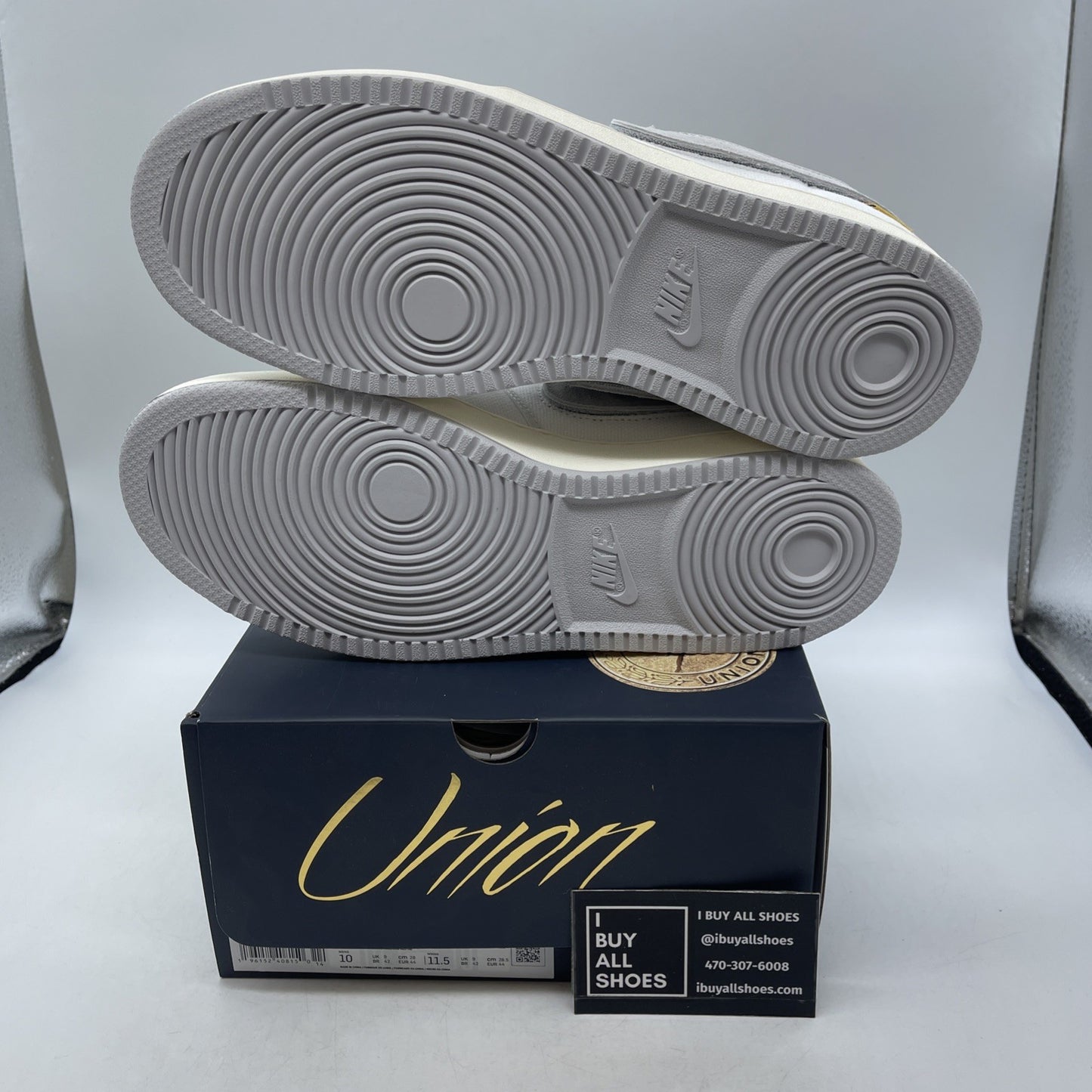 Size 10 - Air Jordan 1 KO x Union LA Low White Neutral Grey (DO8912-101)