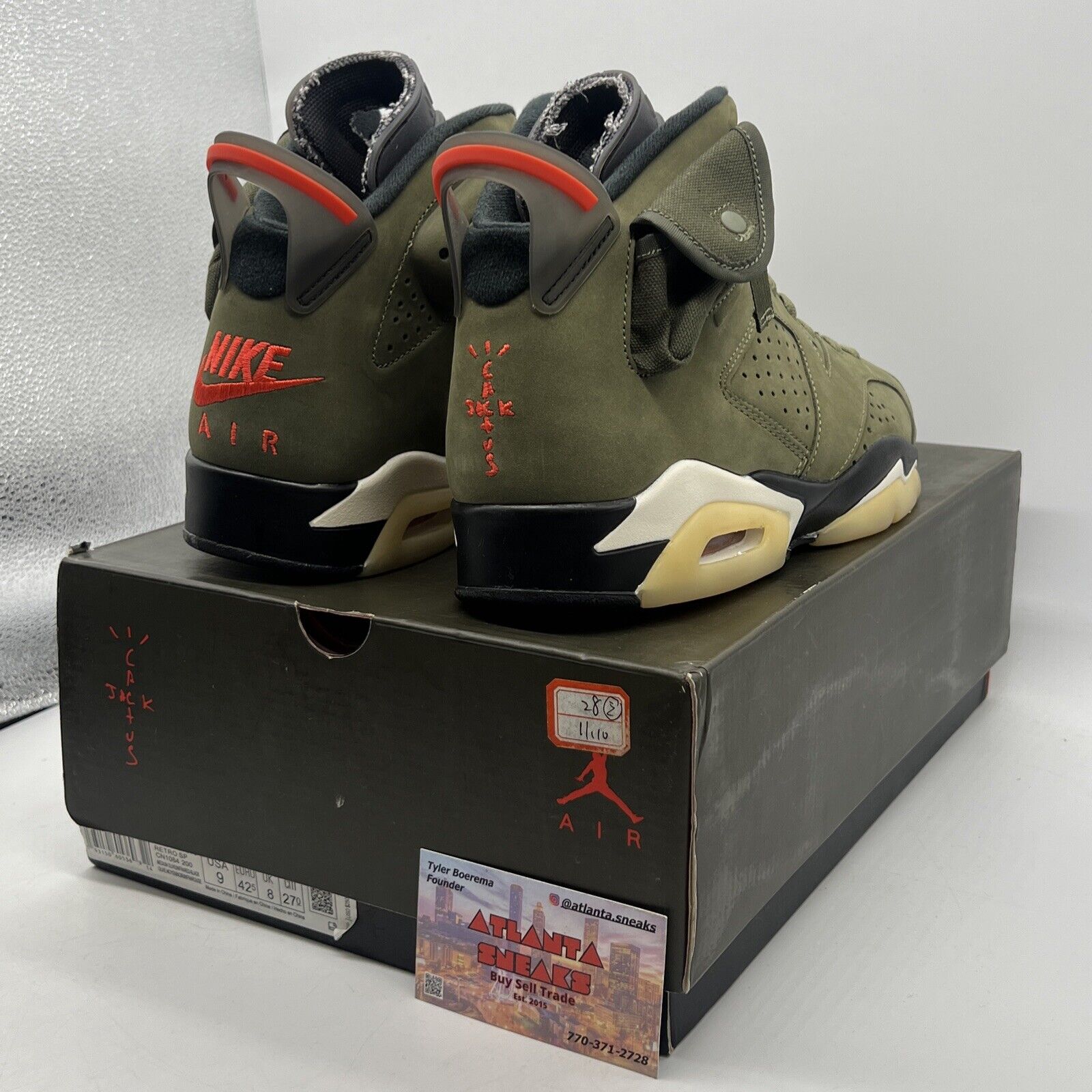 Size 9 - Jordan 6 Retro x Travis Scott Mid Olive Suede (CN1084-200)