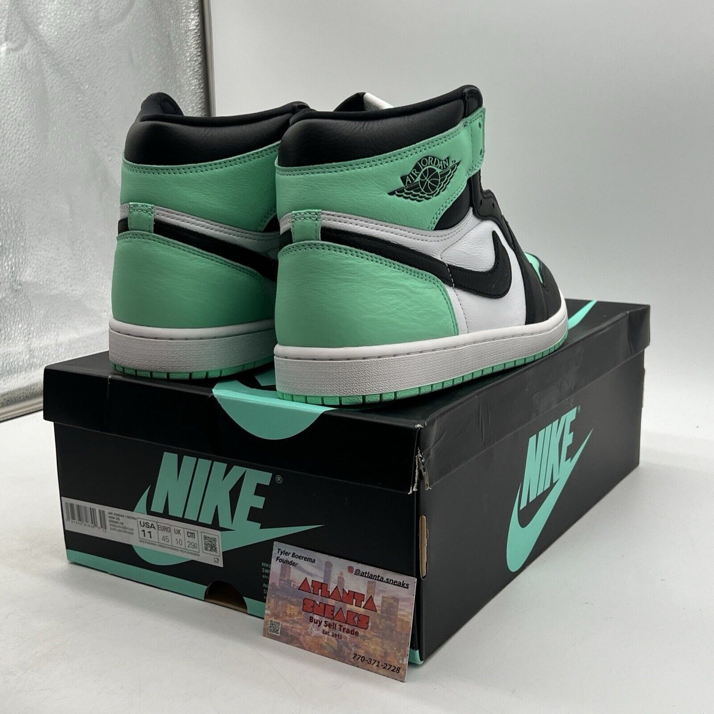 Size 11 - Air Jordan 1 Retro OG High Green Glow White Black Leather.(DZ5495-130)
