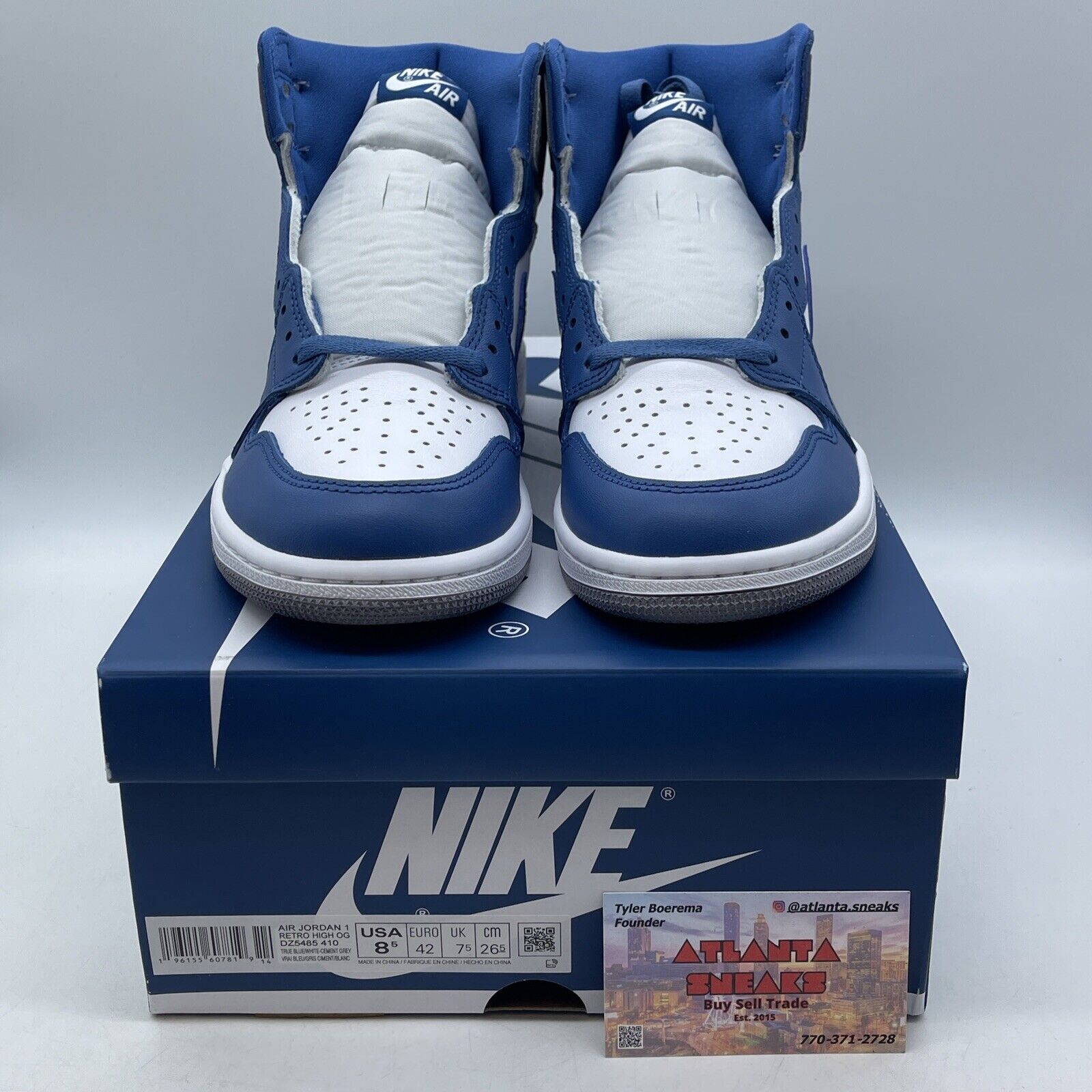 Size 8.5 - Jordan 1 Retro OG High True Blue Grey White Suede (DZ5485-410)