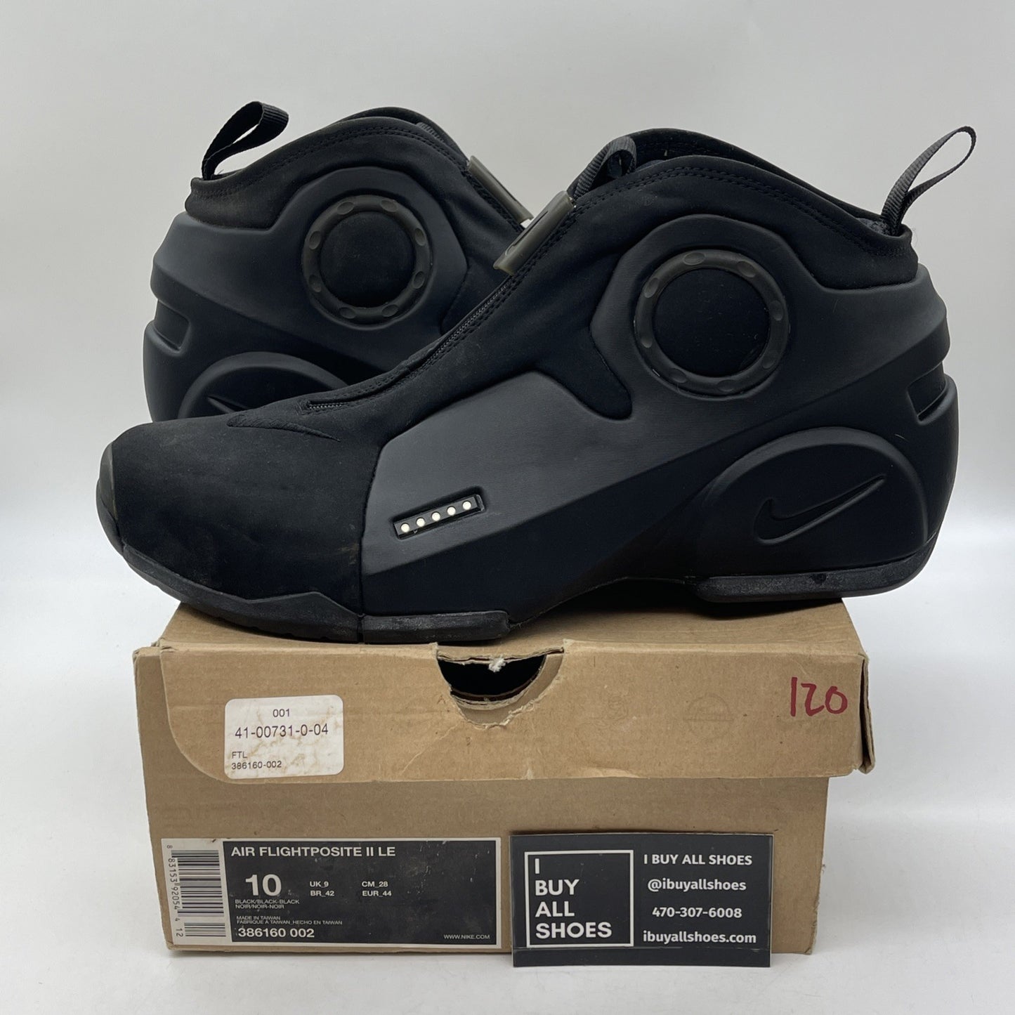 Size 10 - Nike Air Flightposite 2 LE 2009 KG Black Suede Leather (386160-002)
