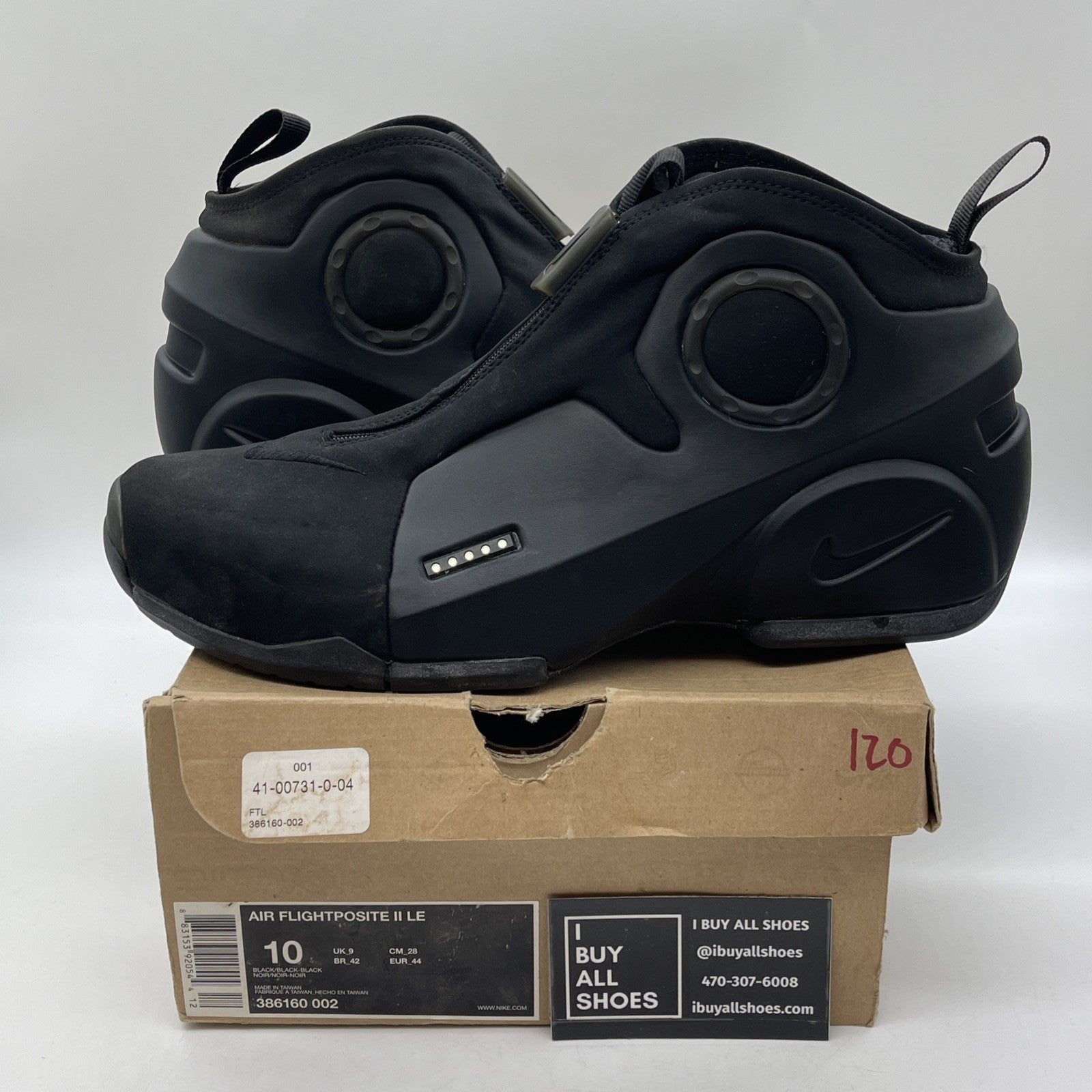 Size 10 - Nike Air Flightposite 2 LE 2009 KG Black Suede Leather (386160-002)