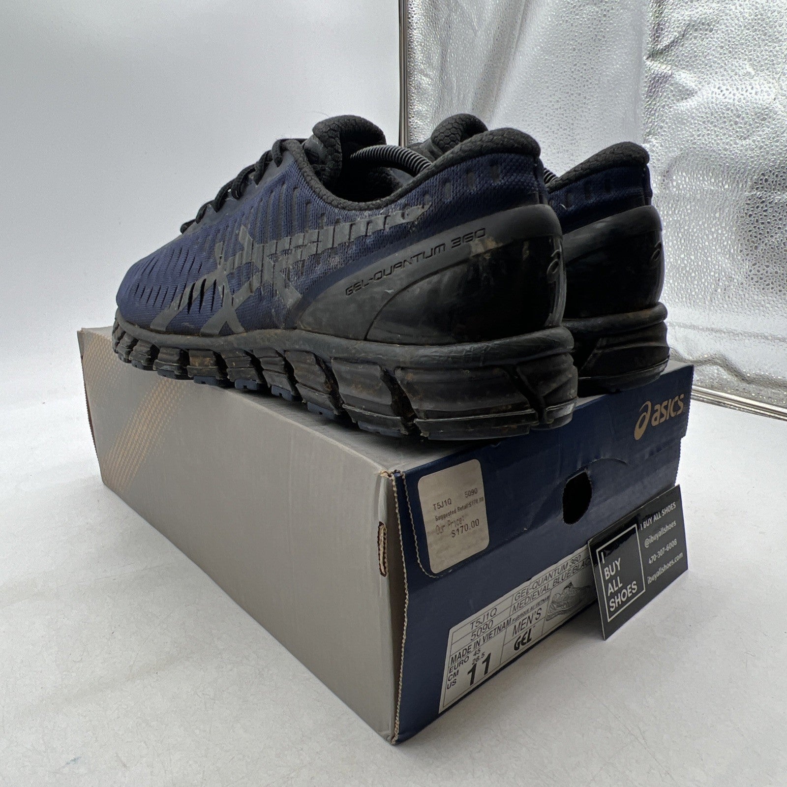 Size 11 - ASICS Gel Quantum 360 Knit Running Shoes Navy Blue (T5J1Q-5090)