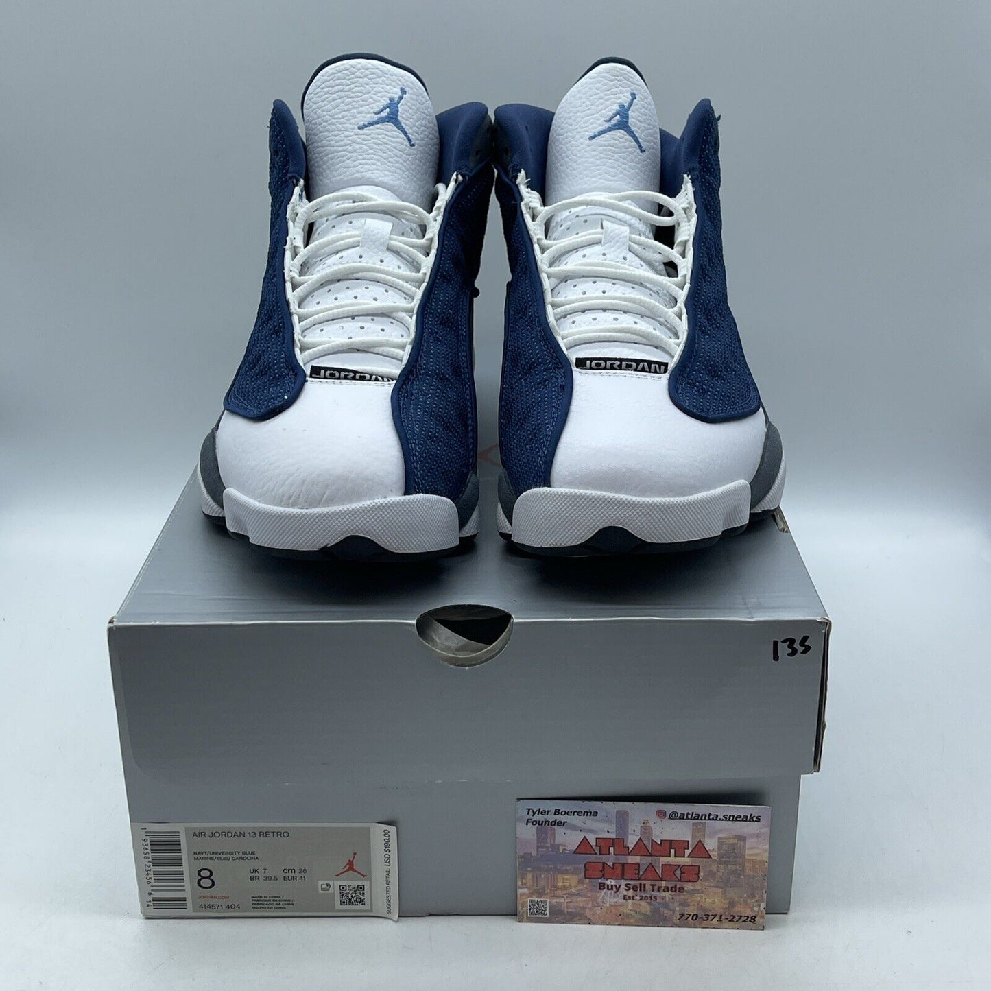 Size 8 - Jordan 13 Retro Mid Flint Blue Grey Suede White Leather (414571-404)