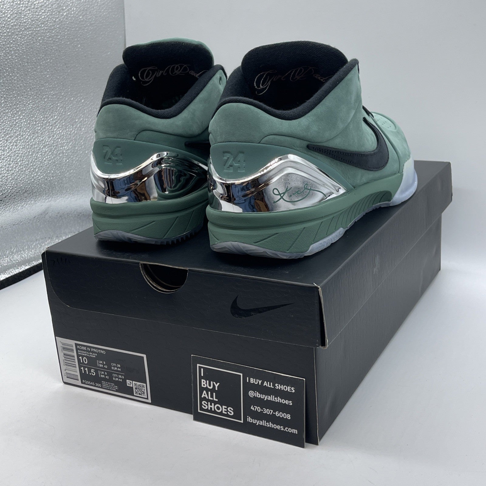 Size 10 - Nike Zoom Kobe 4 Protro Girl Dad Green Black Suede (FQ3545-300)