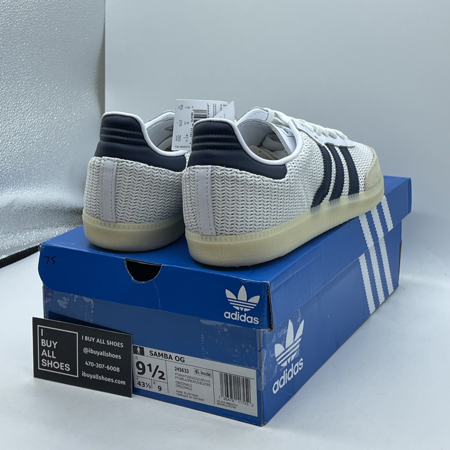 Size 9.5 - adidas Samba OG White Night Indigo Cream Blue White (JH5633)