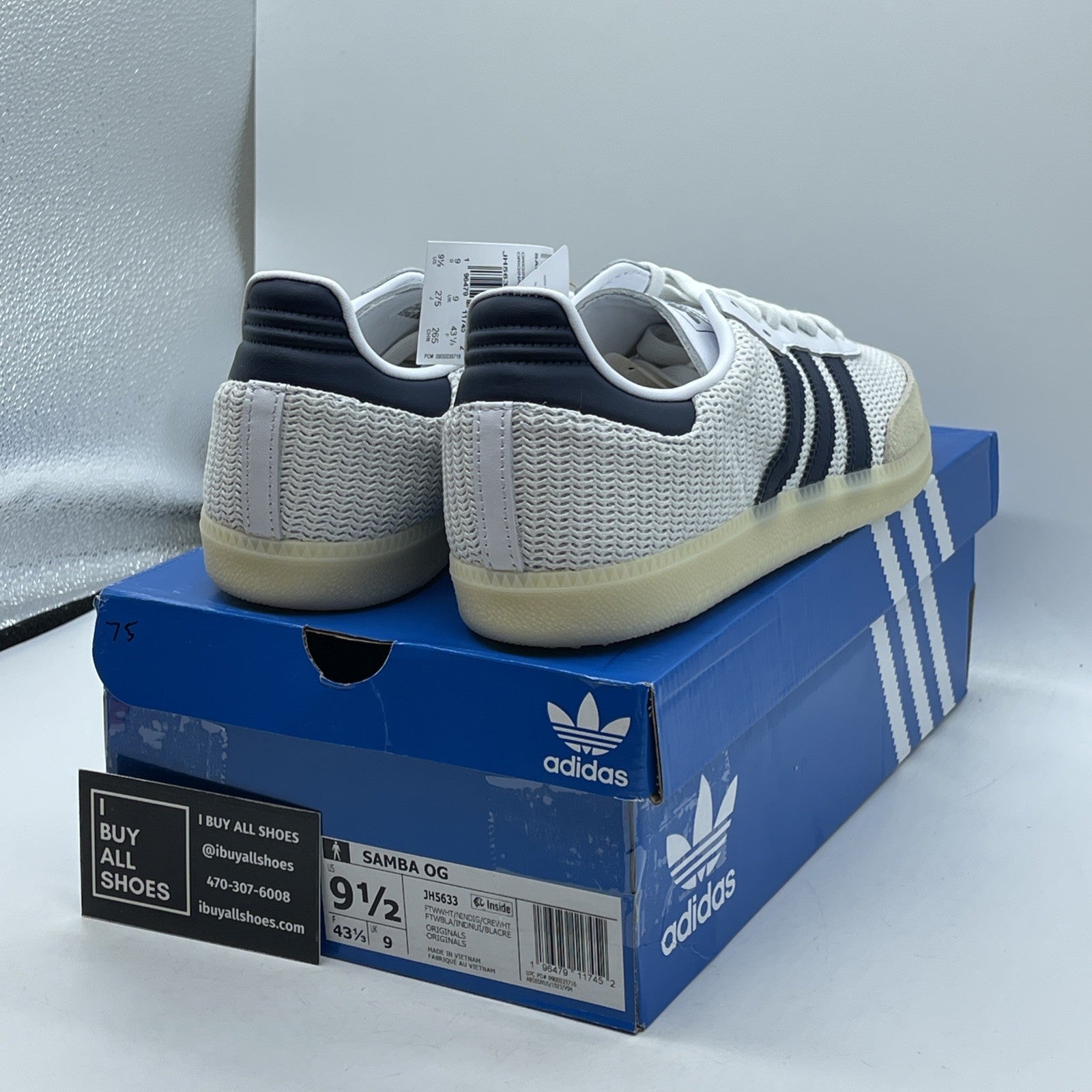Size 9.5 - adidas Samba OG White Night Indigo Cream Blue White (JH5633)