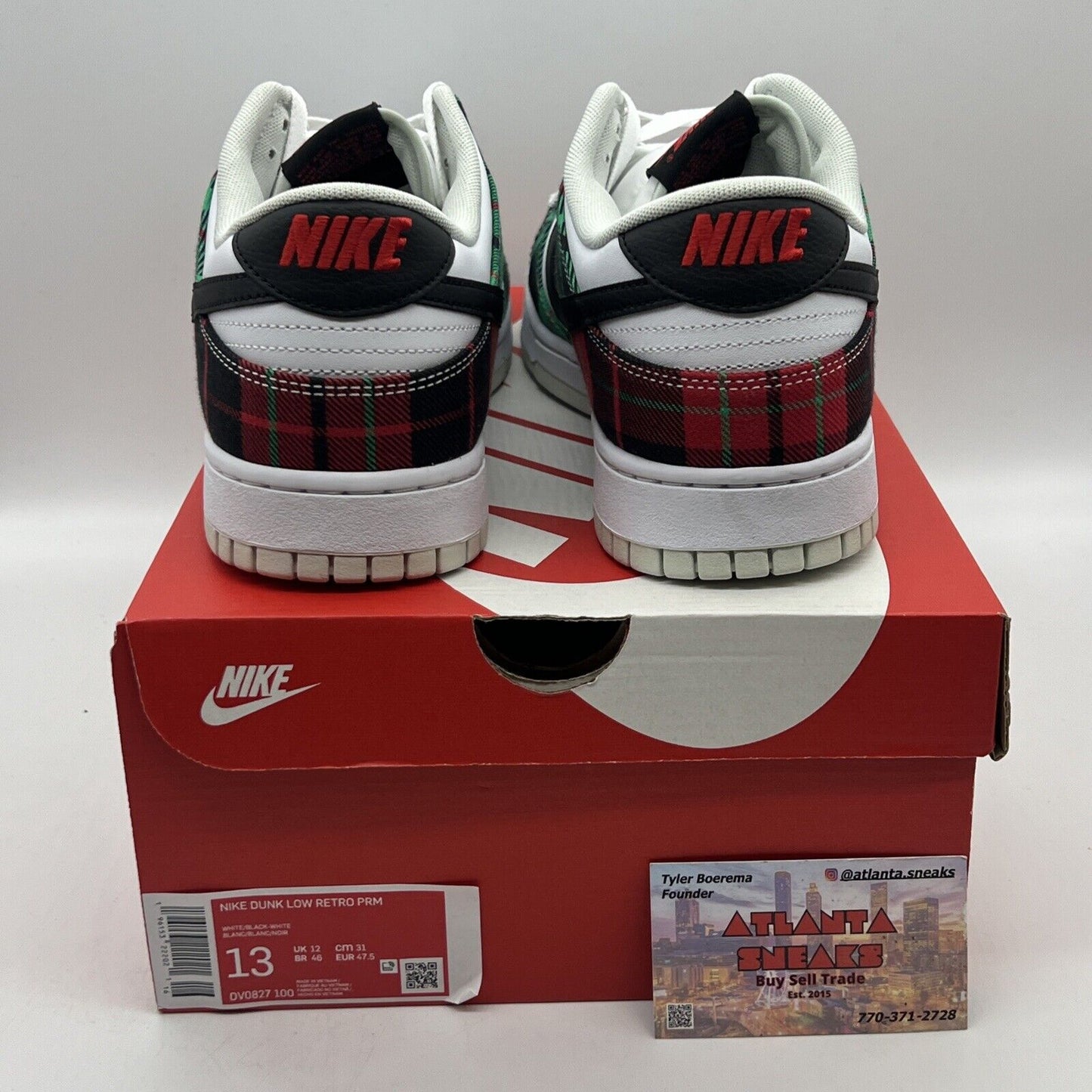 Nike Dunk Low 'Tartan Plaid' White Black Red Grey DV0827-100 Size 13 Brand New