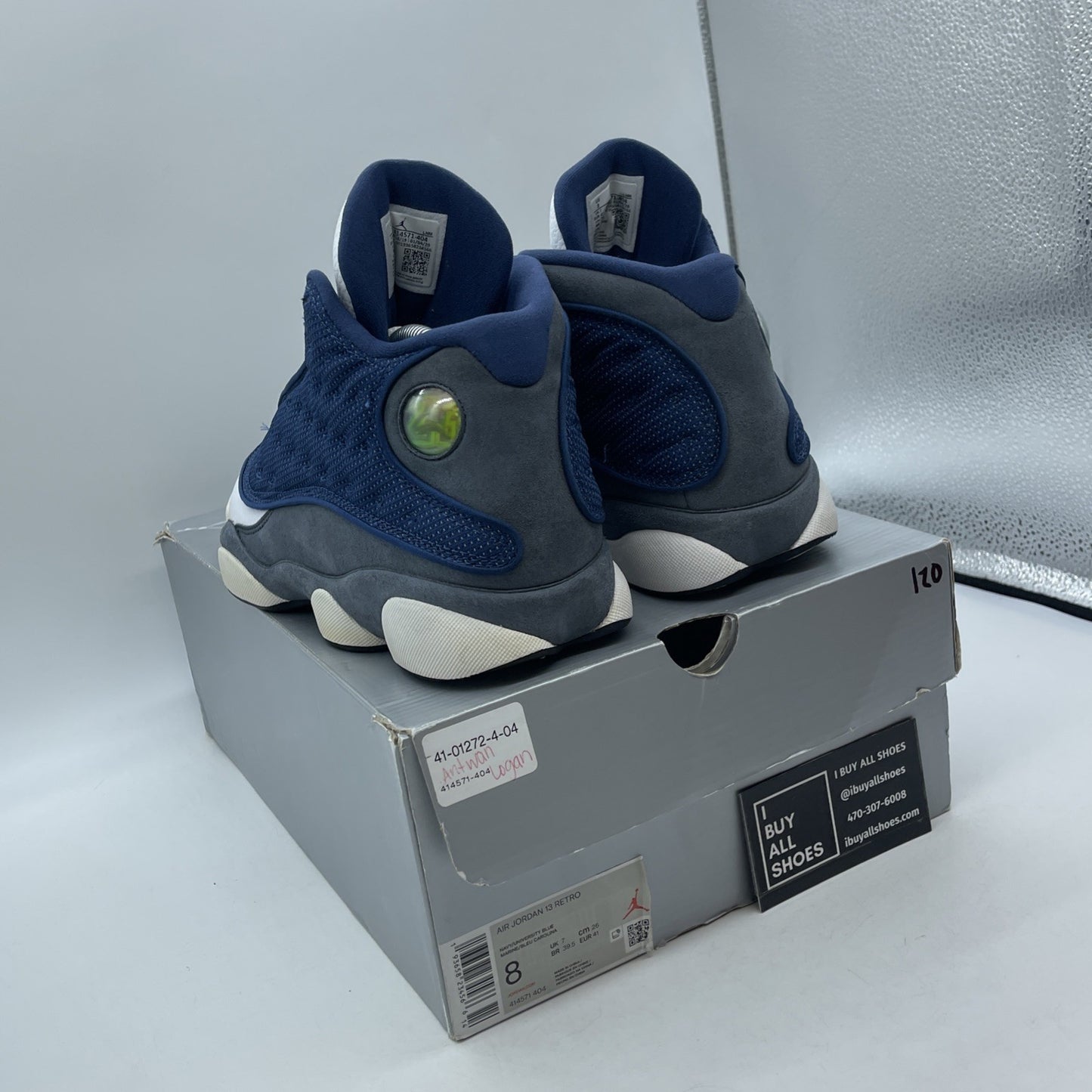 Size 8 - Jordan 13 Retro Mid Flint Blue Grey White Suede Leather (414571-404)