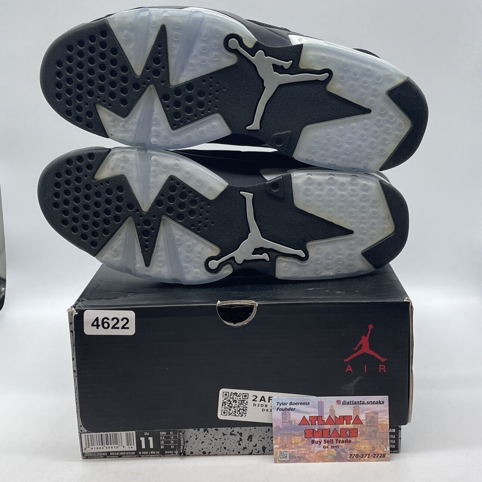 Size 11 - Air Jordan 6 Retro Low Chrome Black Silver Suede (304401-003)