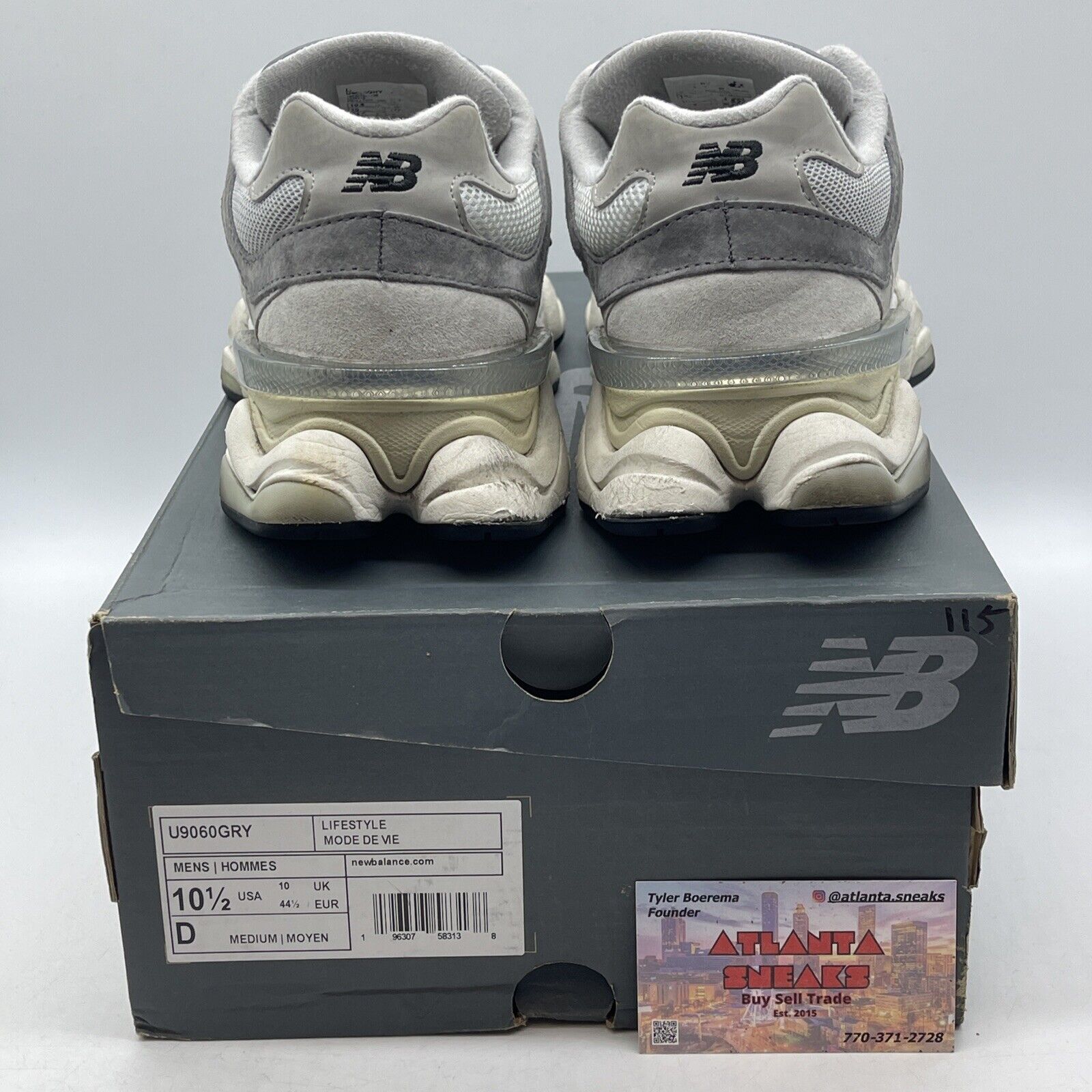 Size 10.5 - New Balance 9060 Rain Cloud Grey White Red Suede (U9060GRY)