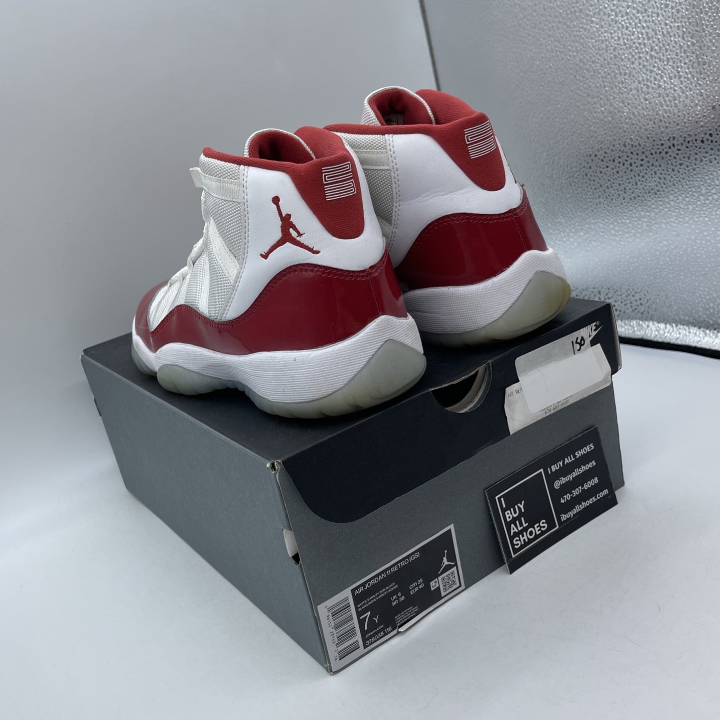 Size 7Y (GS) - Jordan 11 Retro Mid Cherry Red White Leather