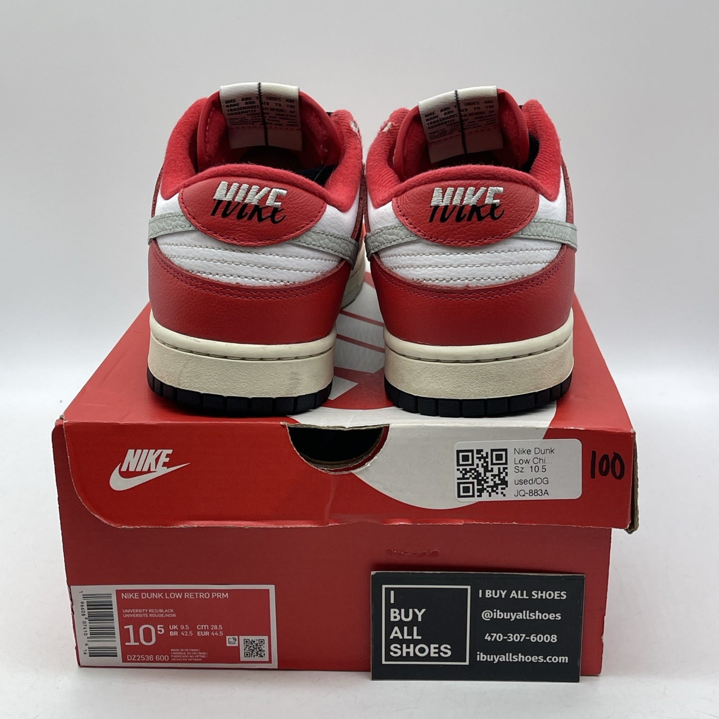 Size 10.5 - Nike Dunk Low Split - Chicago Red Black Leather (DZ2536-600)