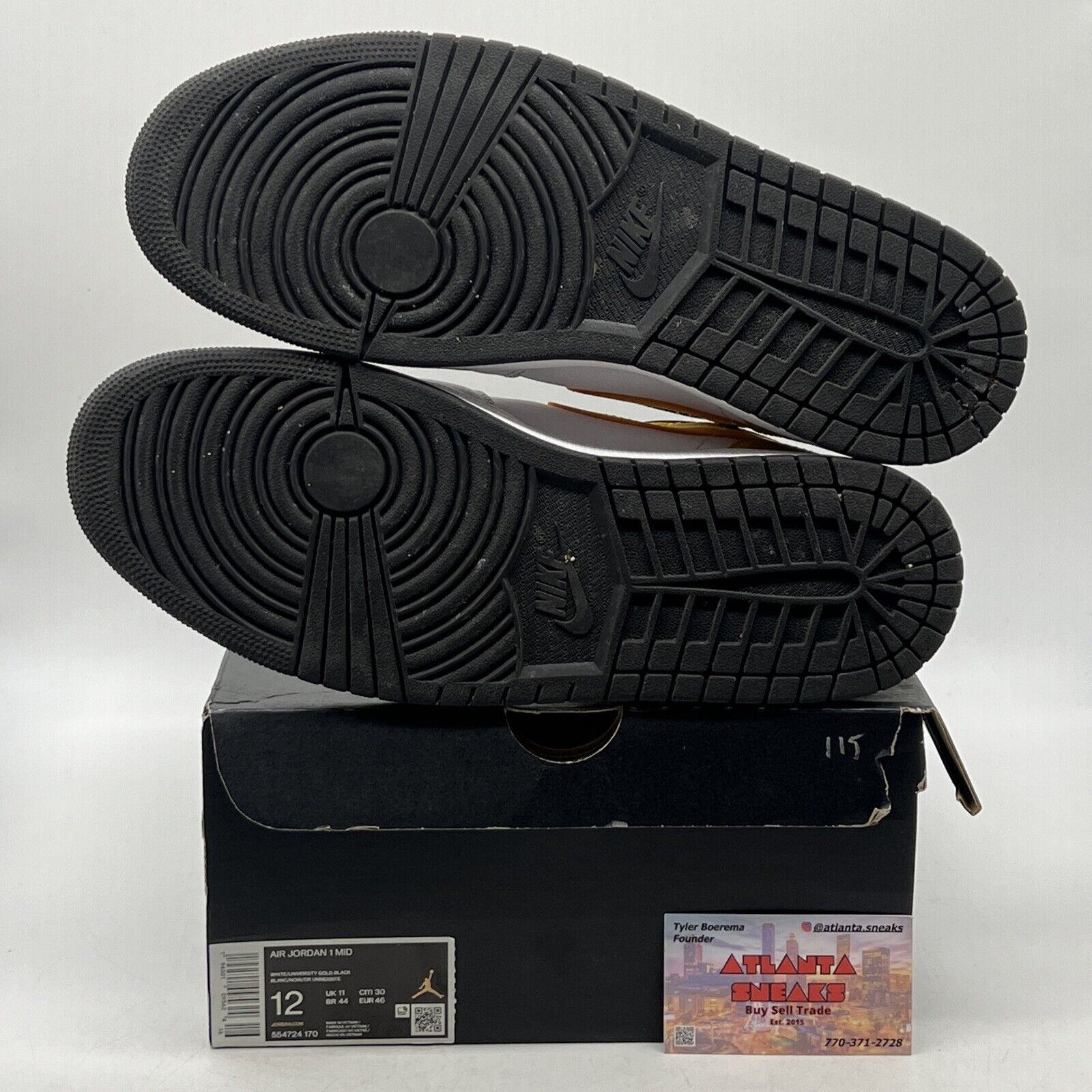 Size 12 - Air Jordan 1 Mid University Gold White Black Yellow Leather 554724-170