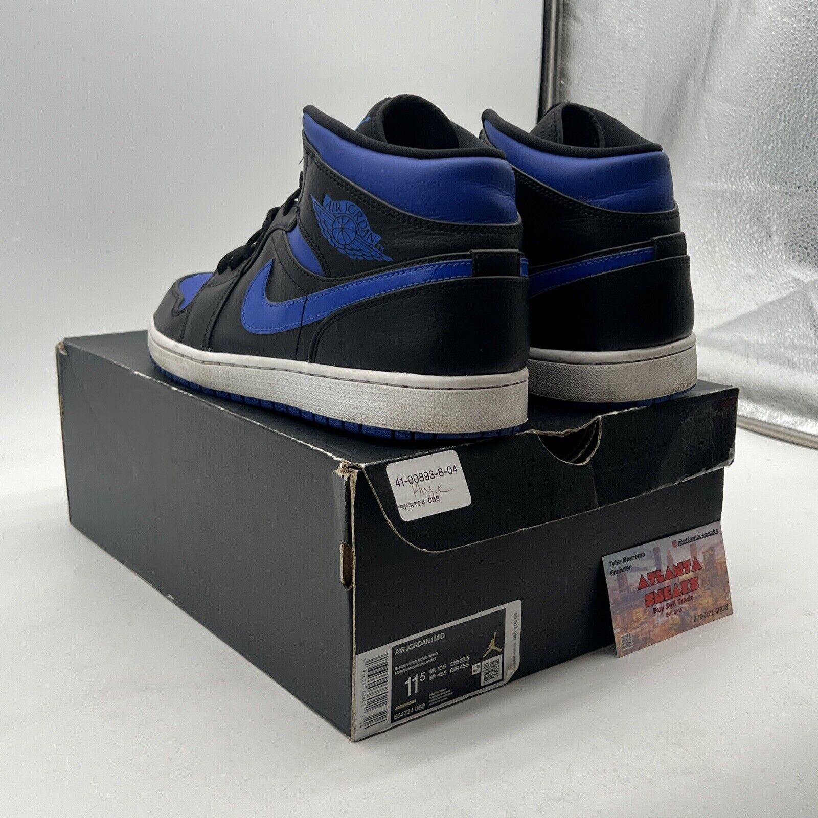 Size 11.5 - Air Jordan 1 Mid Black Hyper Royal (554724-068)