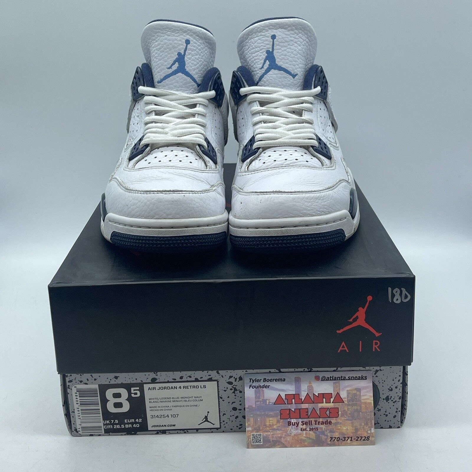 Size 8.5 - Air Jordan 4 Retro LS Columbia White Blue Leather (314254-107)