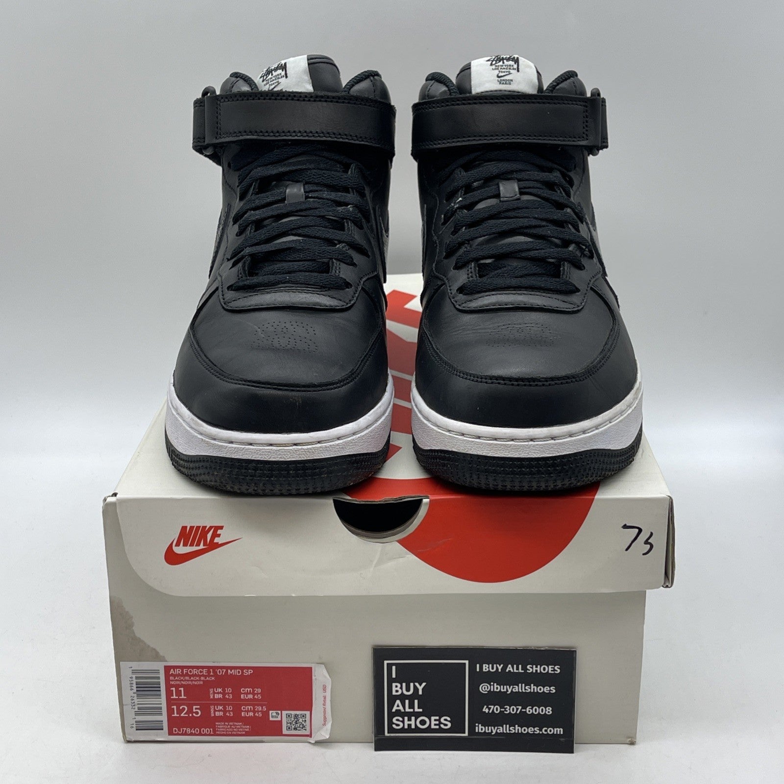 Size 11 - Nike Stussy x Air Force 1 Mid Black Snakeskin Leather (DJ7840-001)