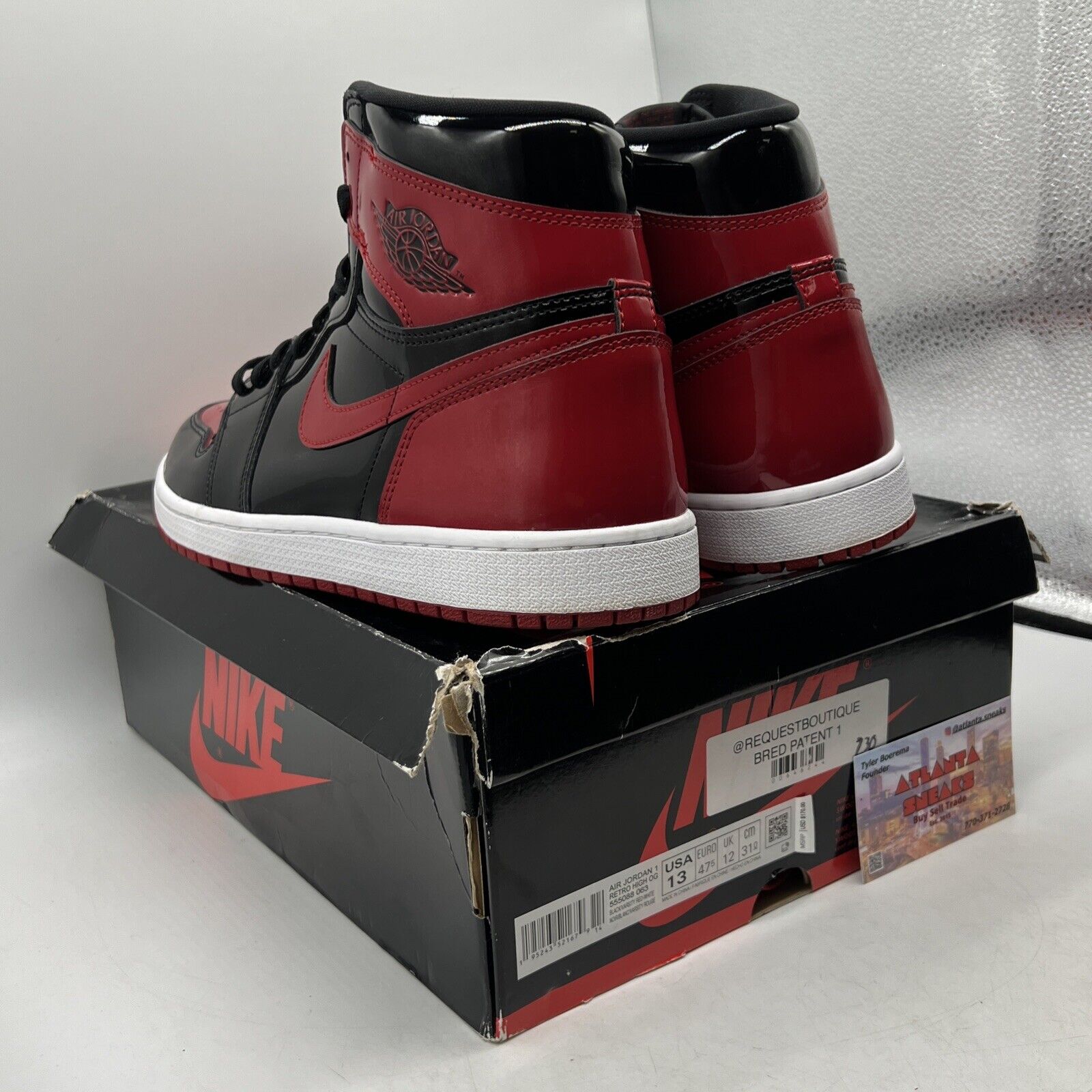 Size 13 - Jordan 1 Retro OG High Patent Bred Black Red White (555088-063)