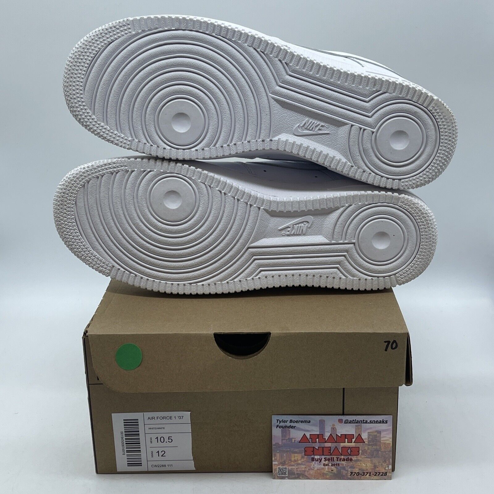 Size 10.5 - Nike Air Force 1 '07 Low Triple White Leather (CW2288-111)