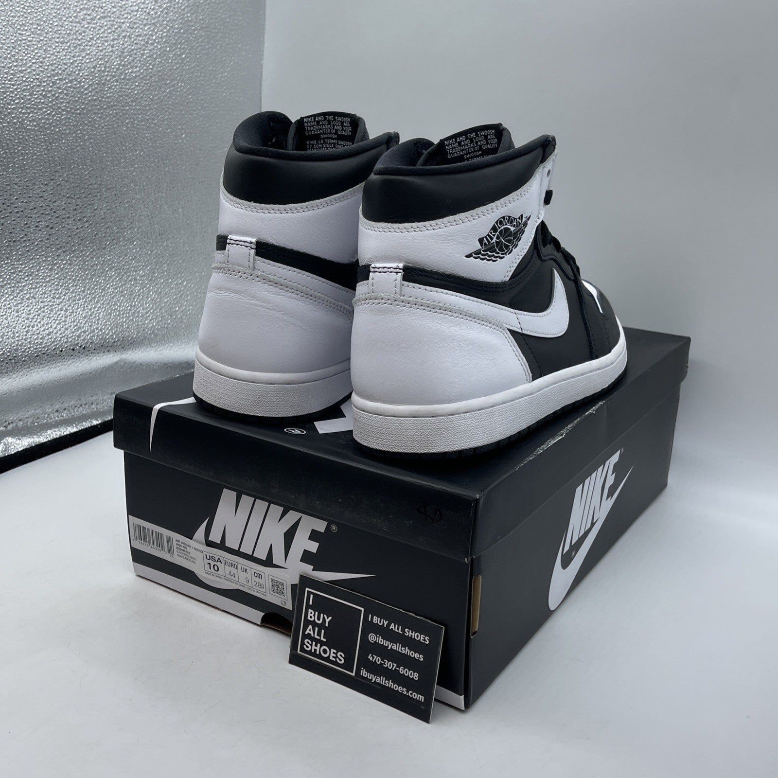 Size 10 - Air Jordan 1 Retro OG High Black White 2.0 Leather (DZ5485-010)