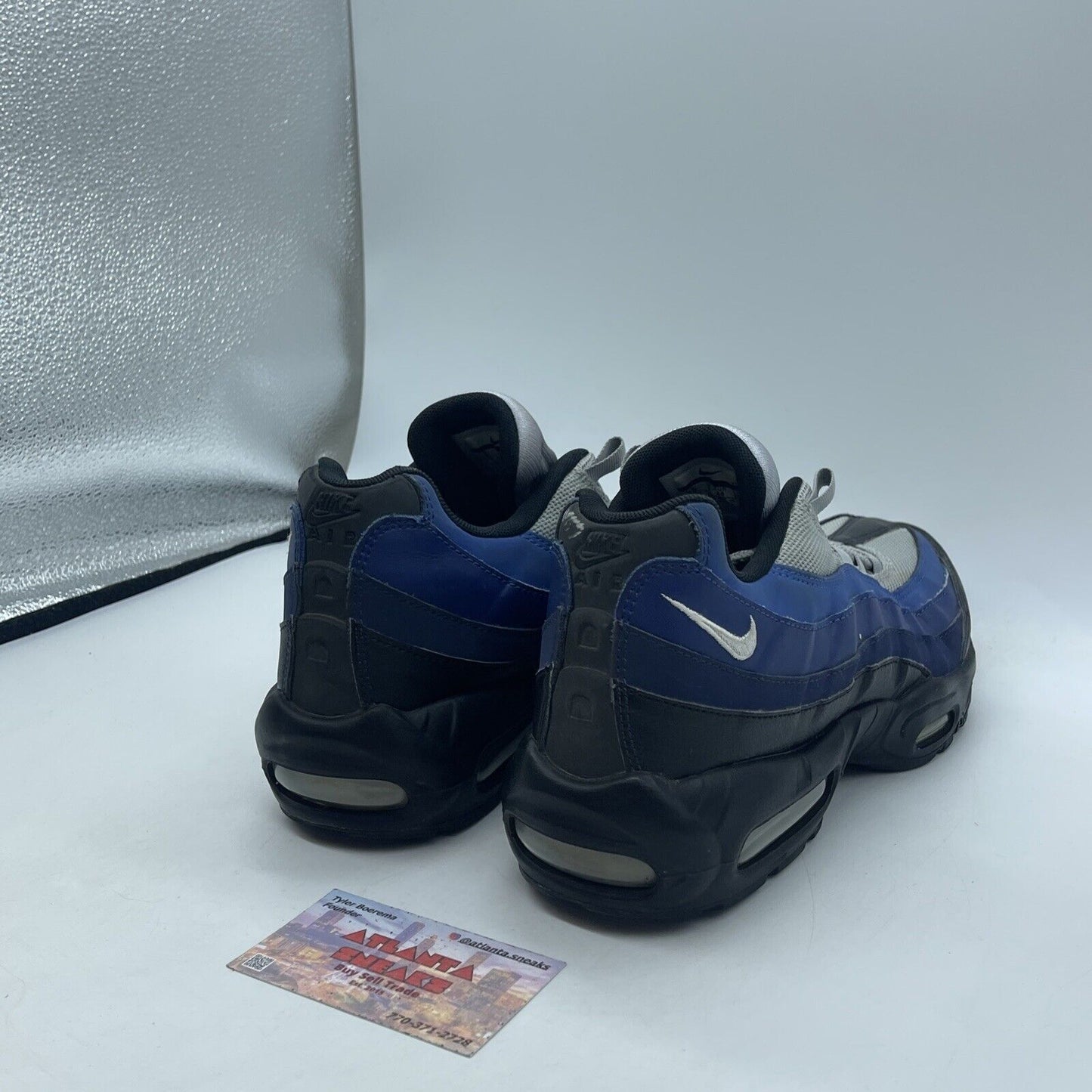 Size 10 - Nike Air Max 95 Essential Deep Royal Black Suede Leather (749766-023)