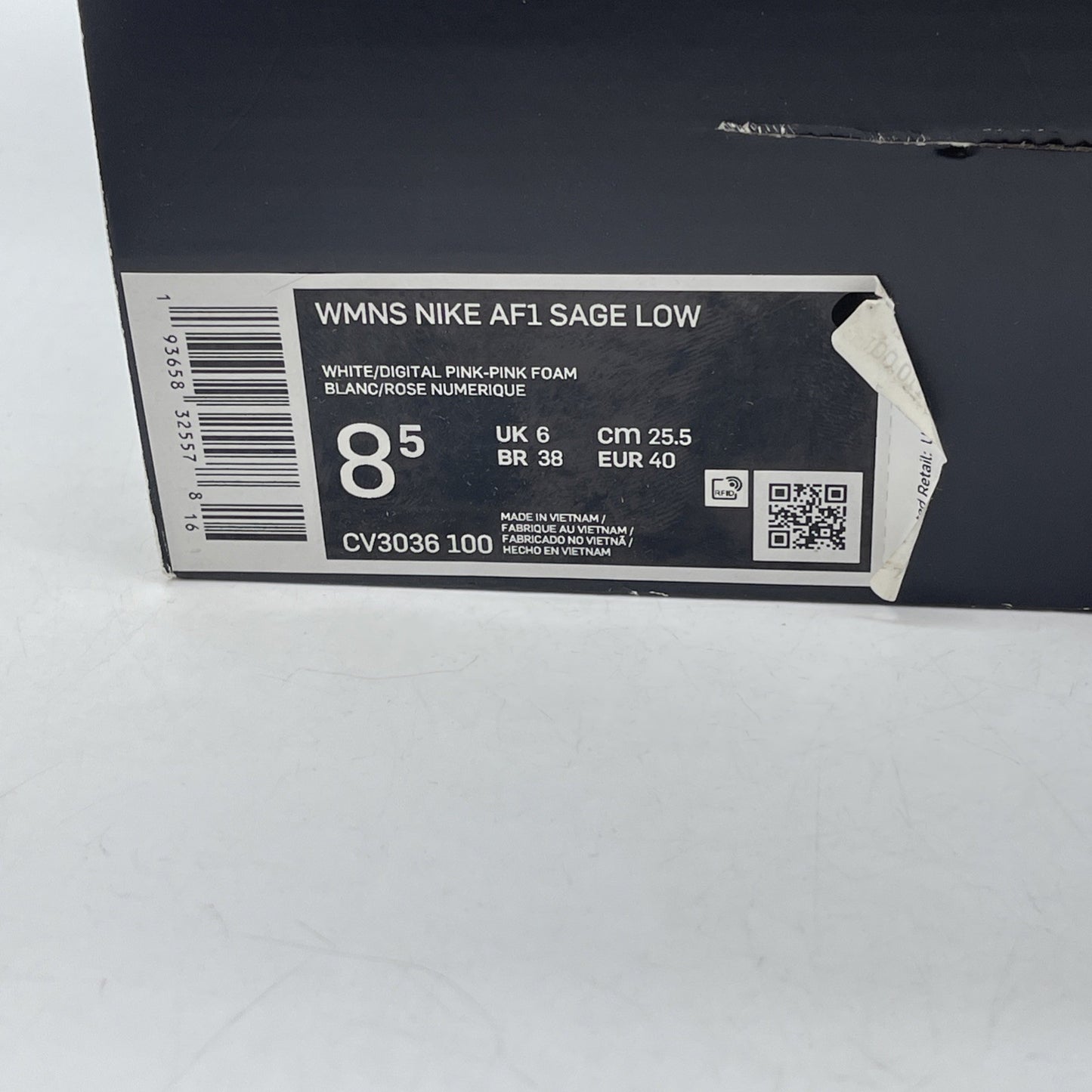 Size 8.5W - Nike Air Force 1 Sage Low White Pink Orange Leather (CV3036-100)