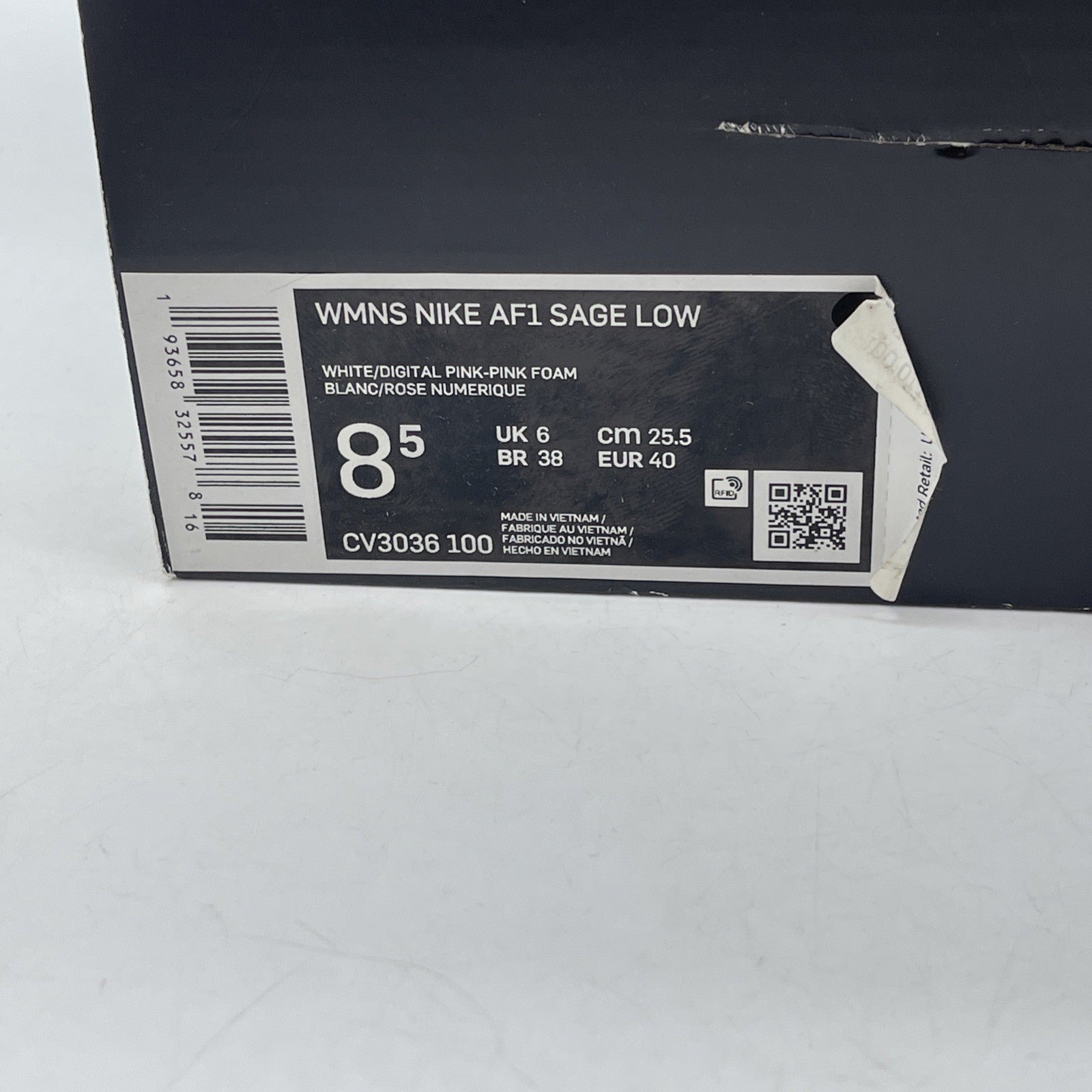 Size 8.5W - Nike Air Force 1 Sage Low White Pink Orange Leather (CV3036-100)
