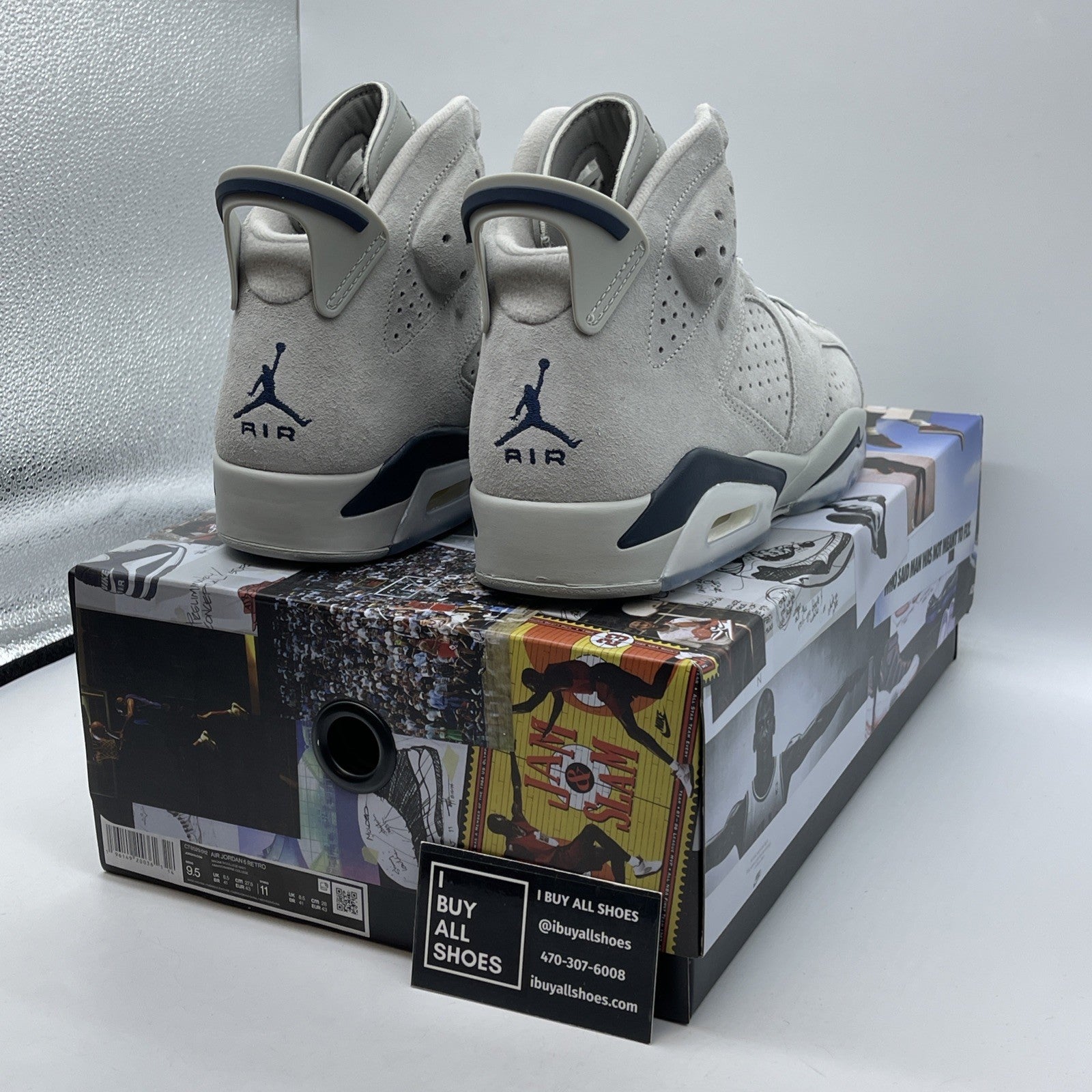 Size 9.5 - Jordan 6 Retro Mid Georgetown Grey Blue Suede (CT8529-012)