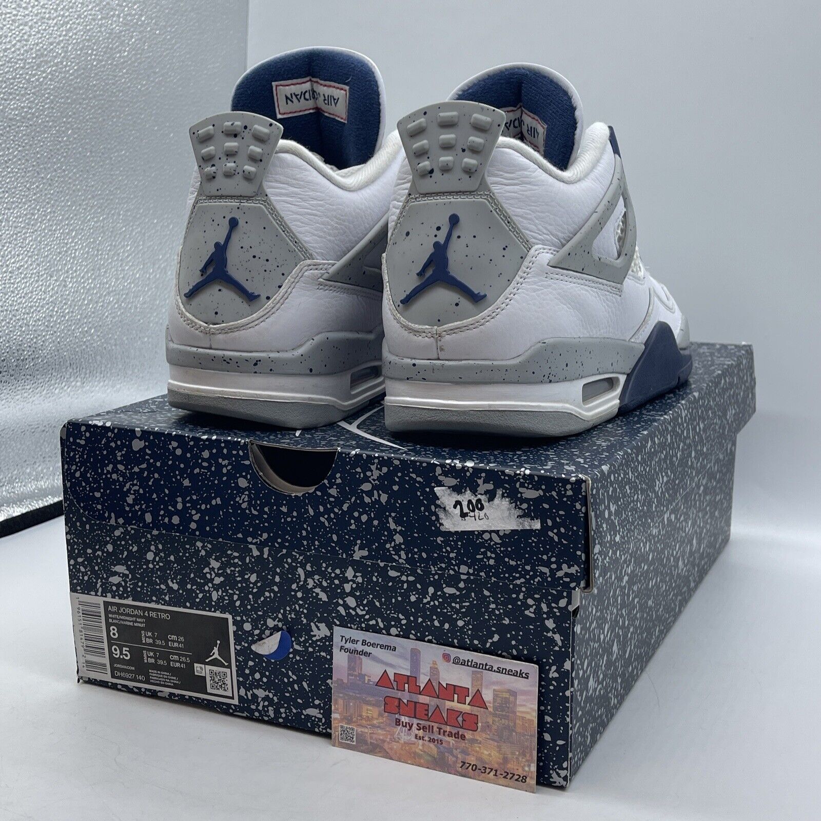 Size 8 - Jordan 4 Retro Mid Midnight Navy White Grey Leather (DH6927-140)