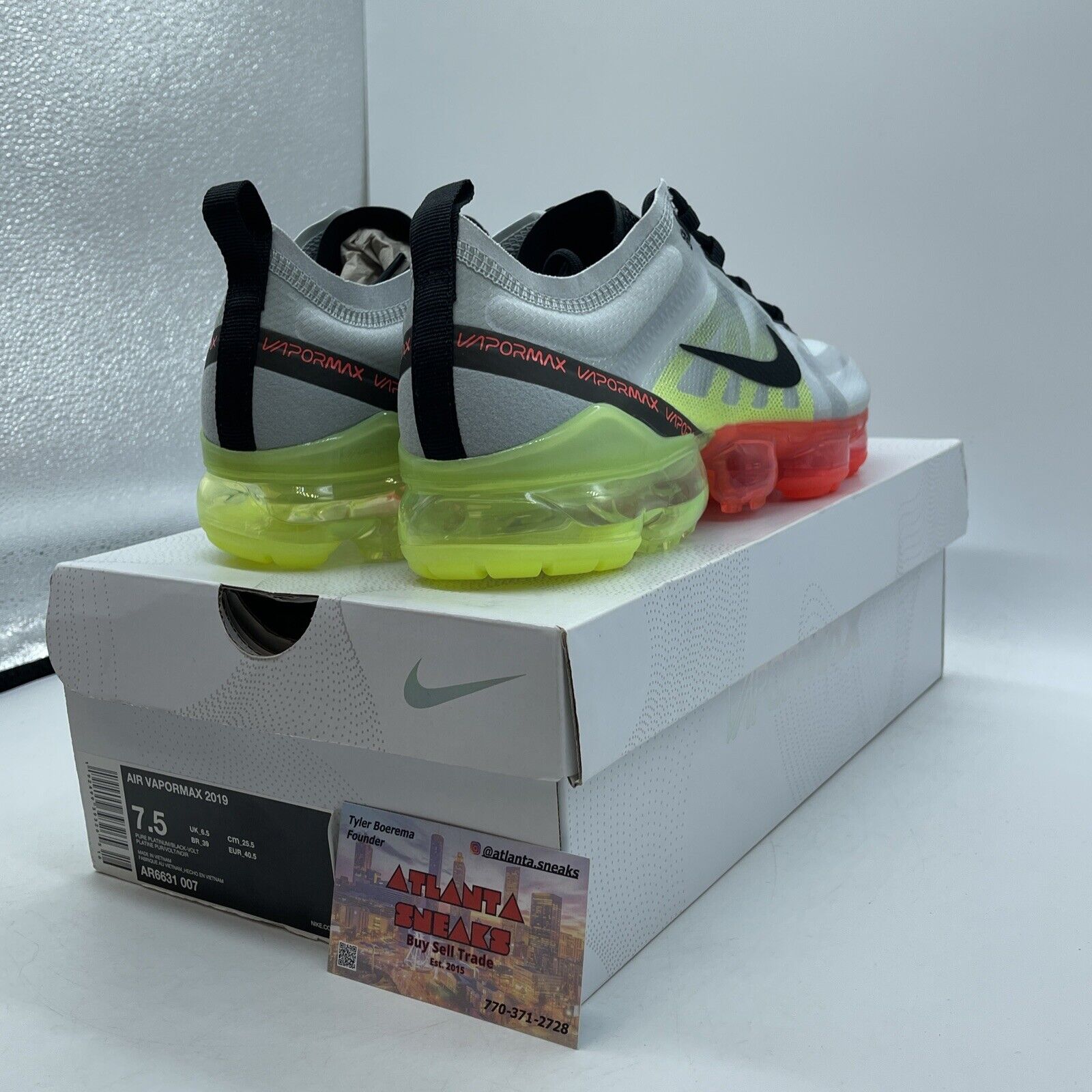 Size 7.5 - Nike Air VaporMax 2019 Neon Collection Grey Black Pink (AR6631-007)