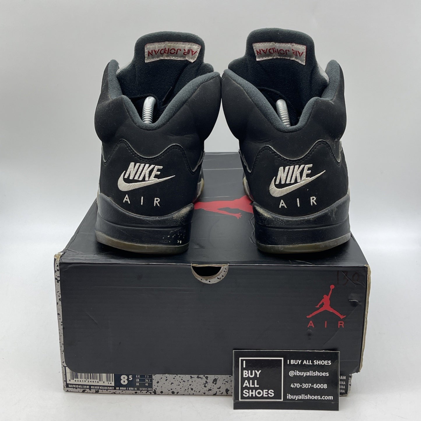 Size 8.5 - Jordan 5 OG Mid Metallic Silver Black Suede (845035-003)