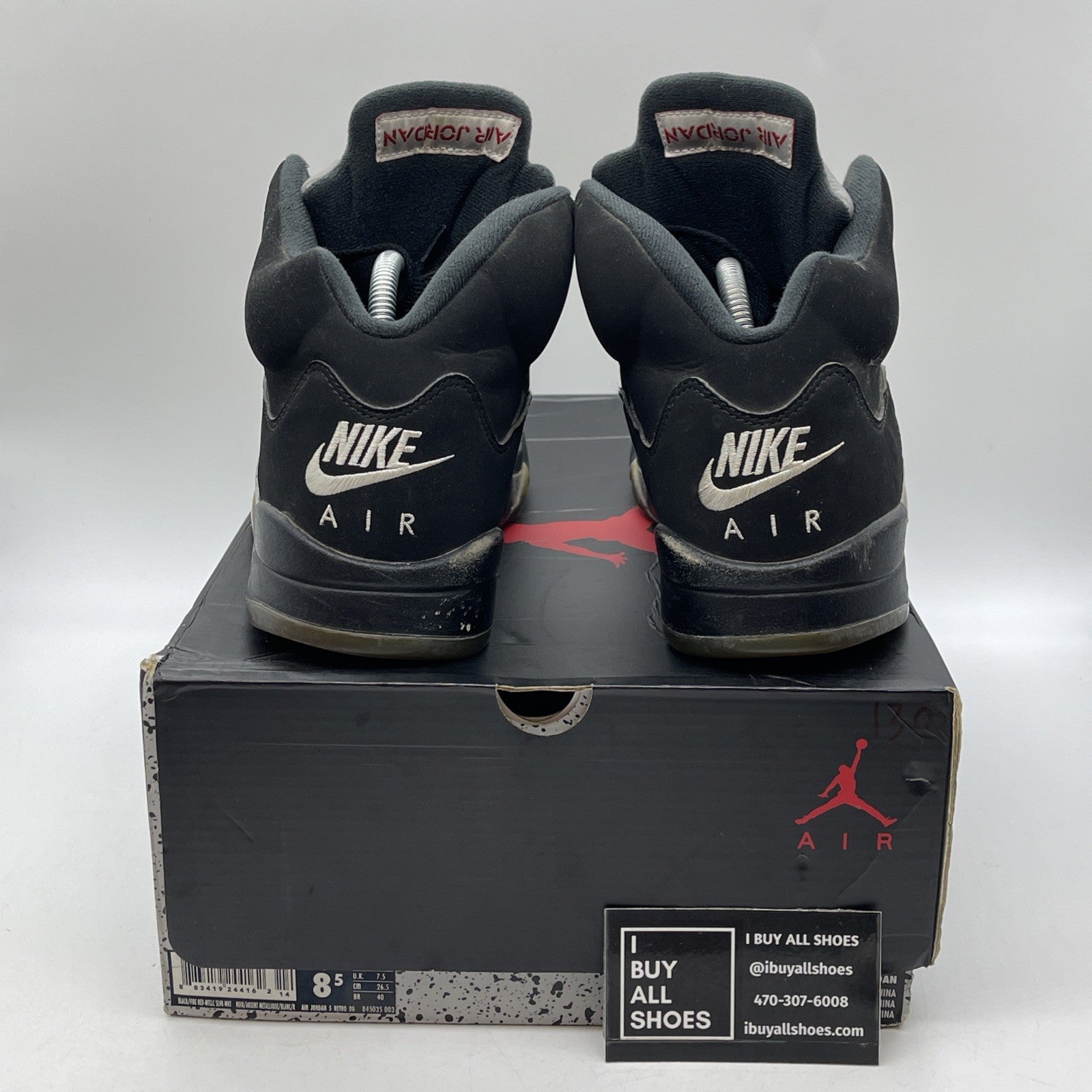 Size 8.5 - Jordan 5 OG Mid Metallic Silver Black Suede (845035-003)
