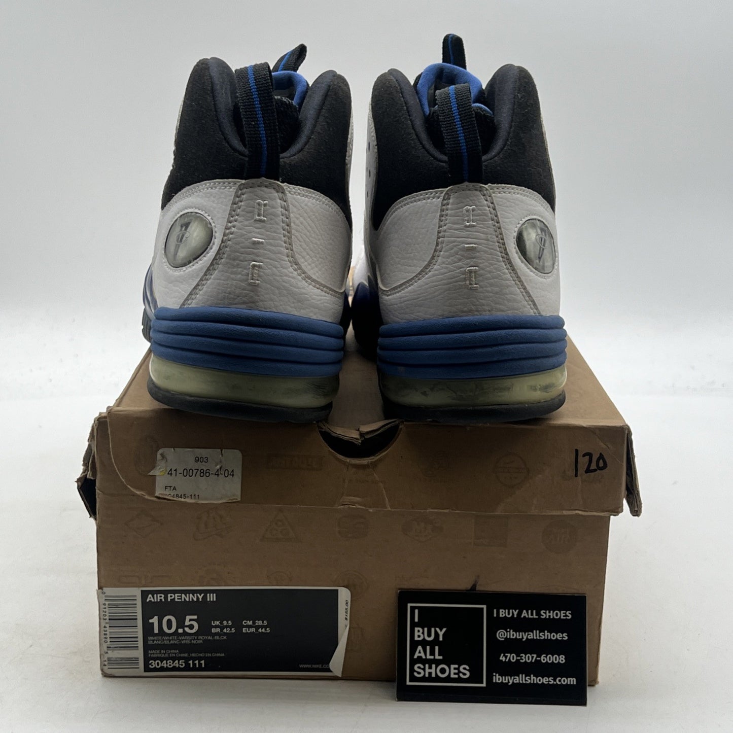 Size 10.5 - Nike Air Penny 3 Retro Royal White (304845-111)