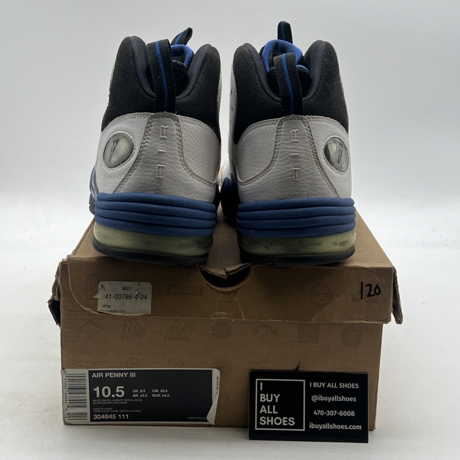 Size 10.5 - Nike Air Penny 3 Retro Royal White (304845-111)