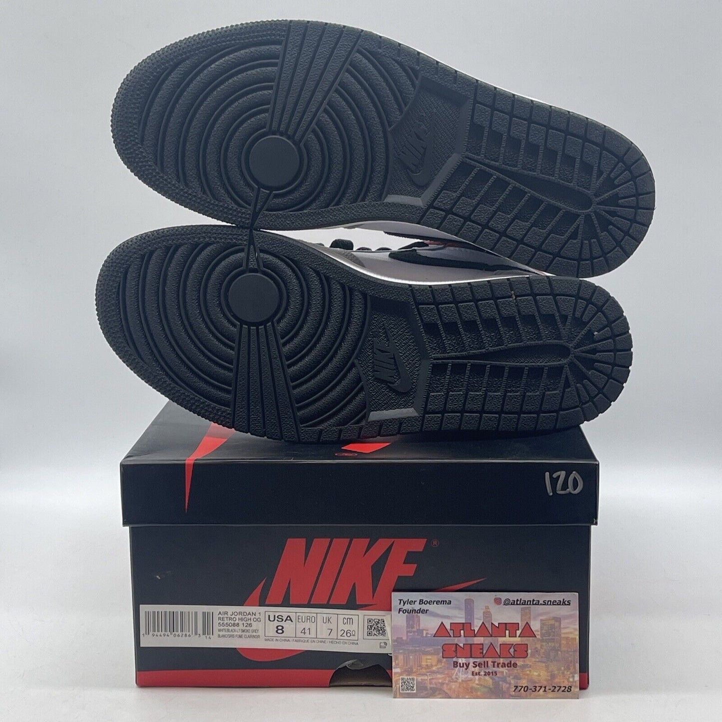 Size 8 - Jordan 1 Retro High OG Smoke Gray 2020 Red Black White (555088-126)