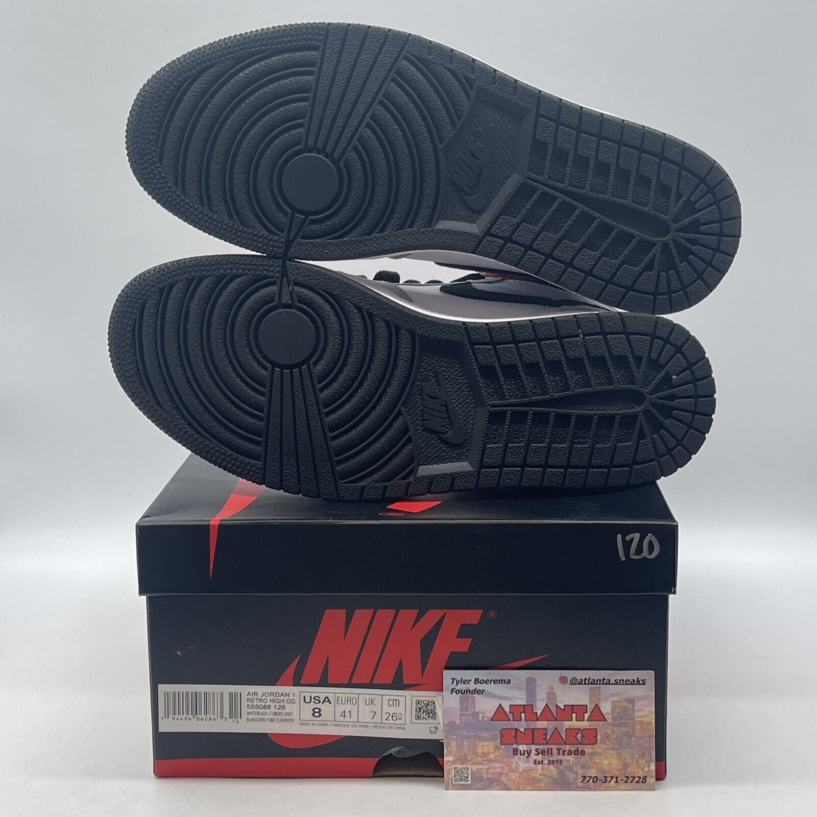 Size 8 - Jordan 1 Retro High OG Smoke Gray 2020 Red Black White (555088-126)