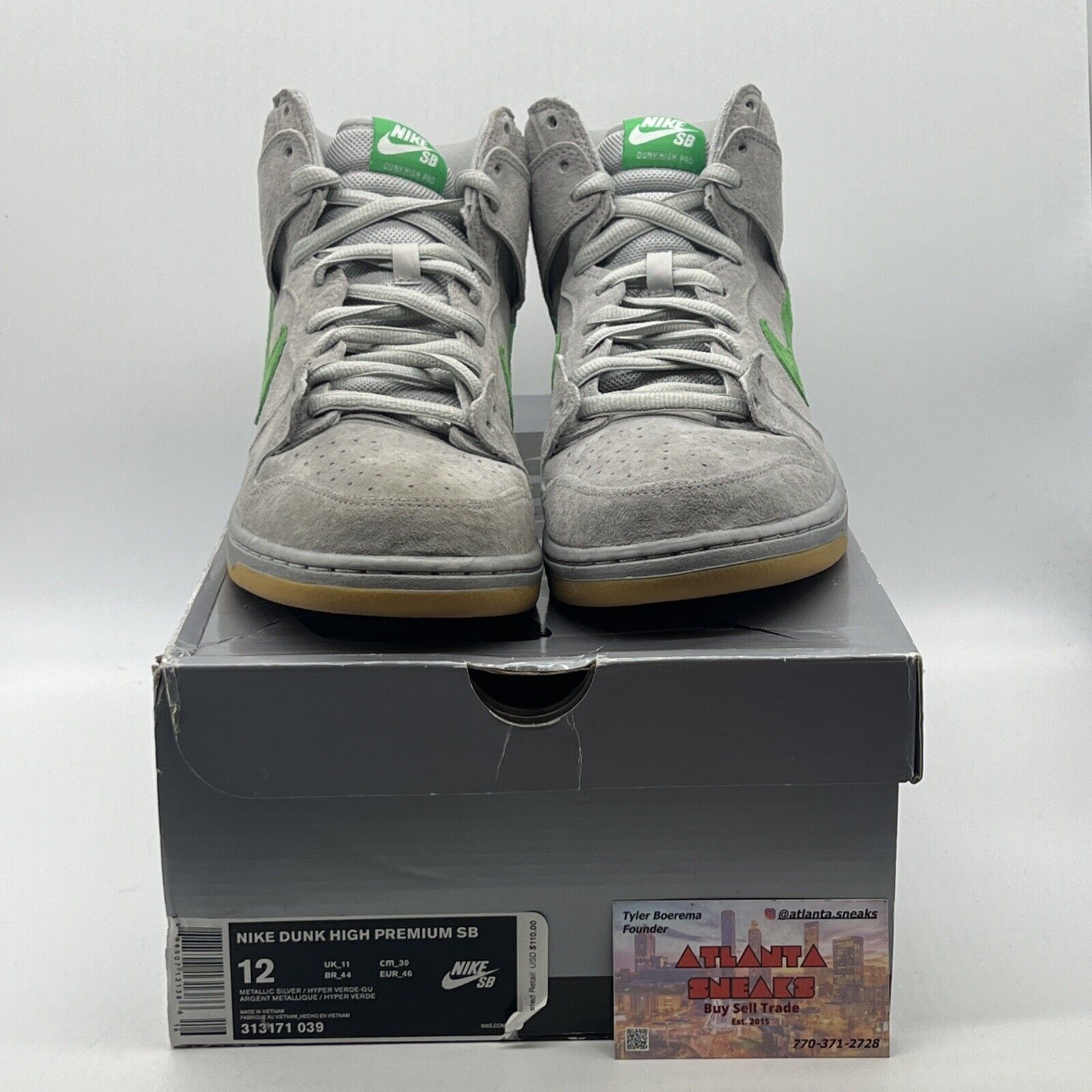 Size 12 - Nike SB Dunk High Silver Box Suede (313171-039)