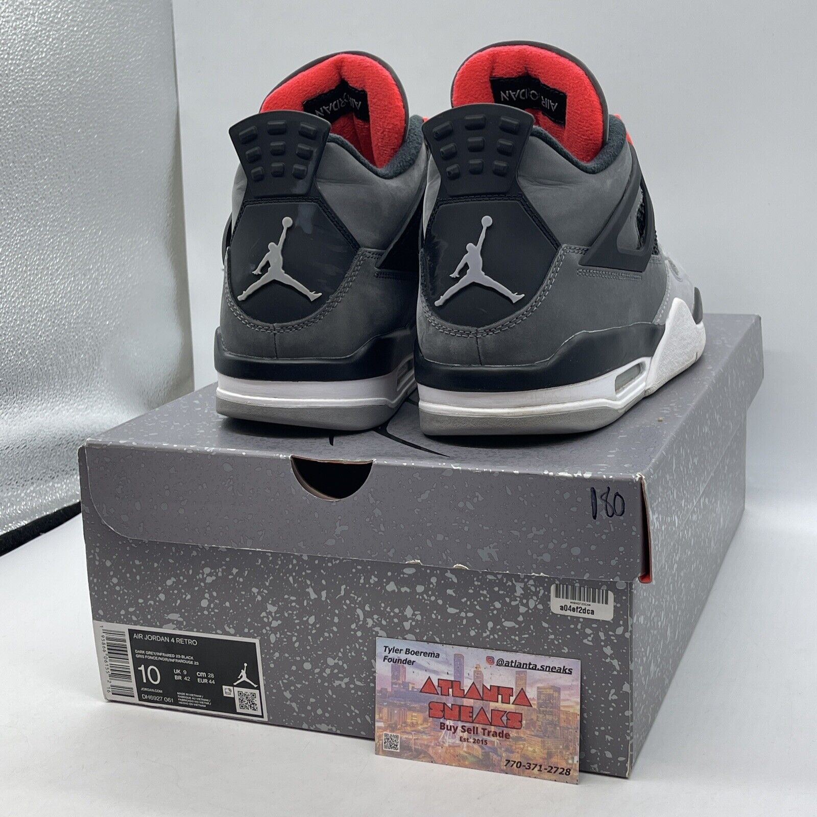 Size 10 - Jordan 4 Retro Mid Infrared Black Leather Grey Suede (DH6927-061)