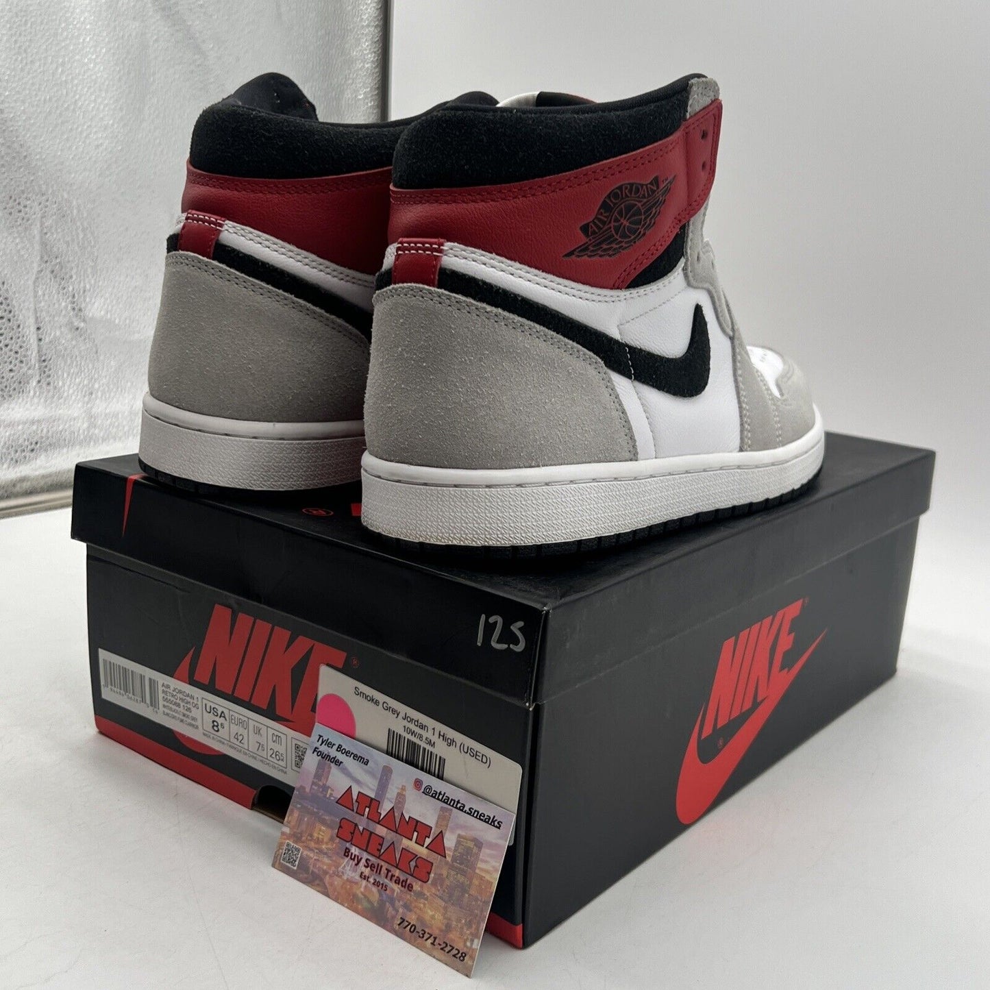 Size 8.5 - Jordan 1 Retro High OG Smoke Gray 2020 Black White Red (555088-126)