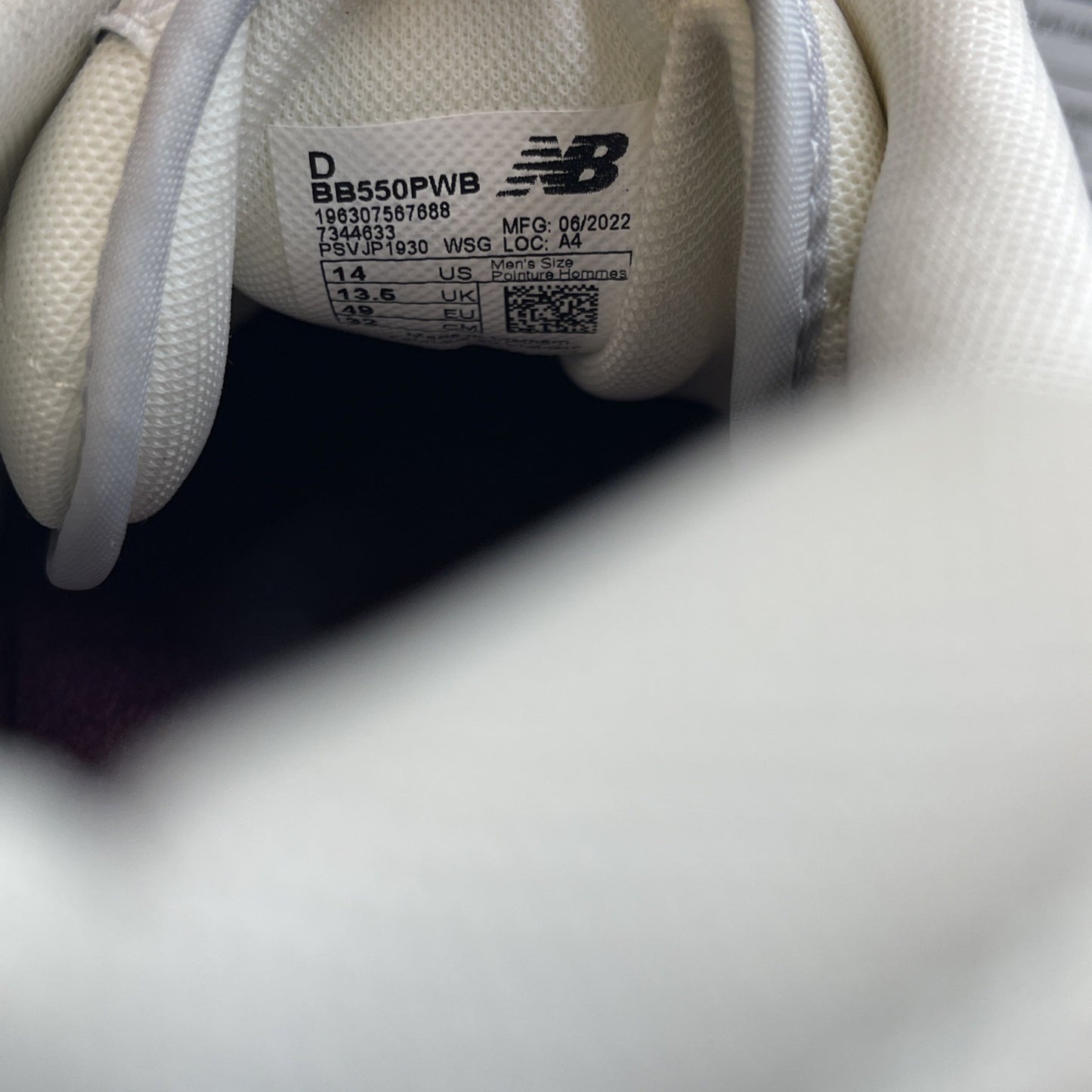 Size 14 - New Balance 550 White Indigo Burgundy Blue Grey Leather (BB550PWB)