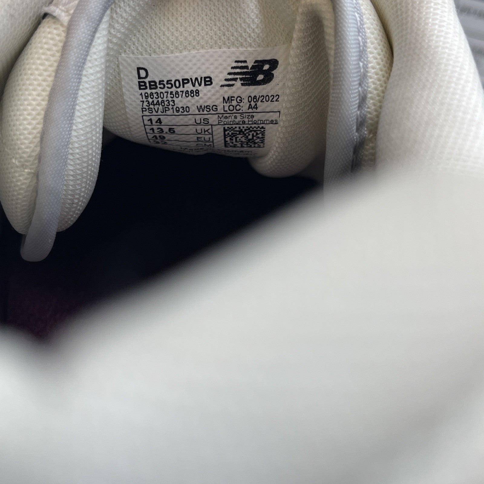 Size 14 - New Balance 550 White Indigo Burgundy Blue Grey Leather (BB550PWB)
