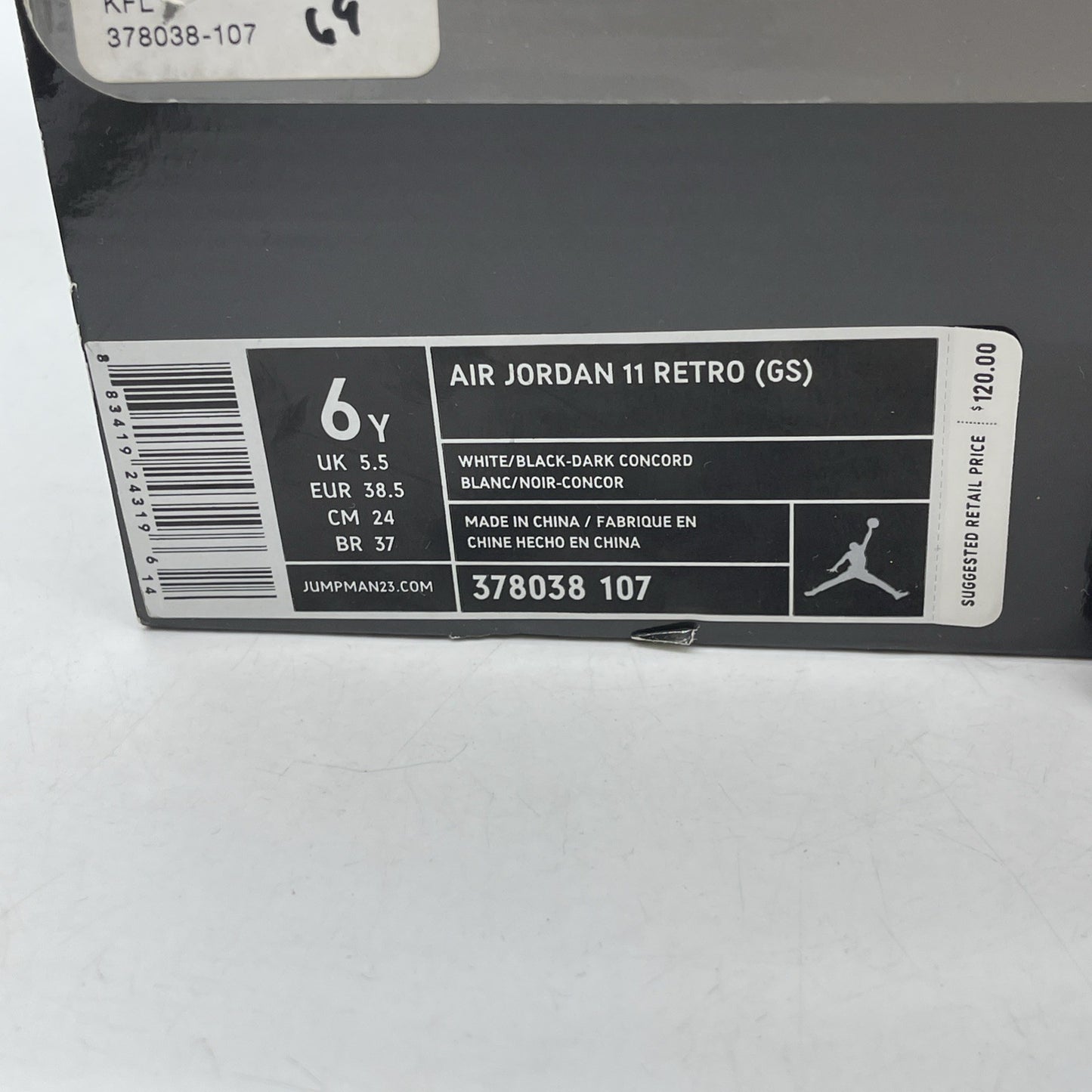 Size 6Y - Jordan 11 Retro Concord Black White Leather (378038-107)