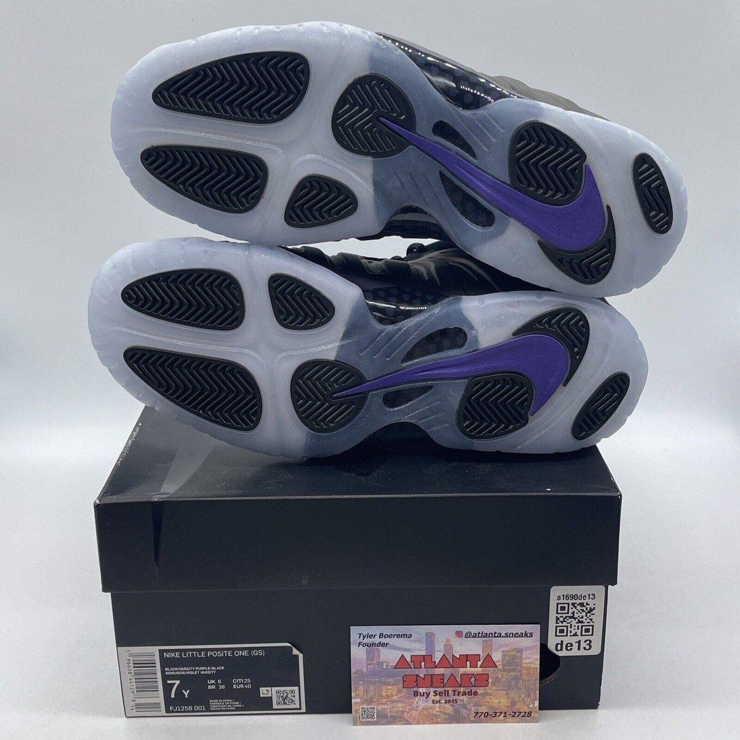 Size 7Y - Nike Little Posite One Eggplant Purple White Grey Leather (FJ1258-001)