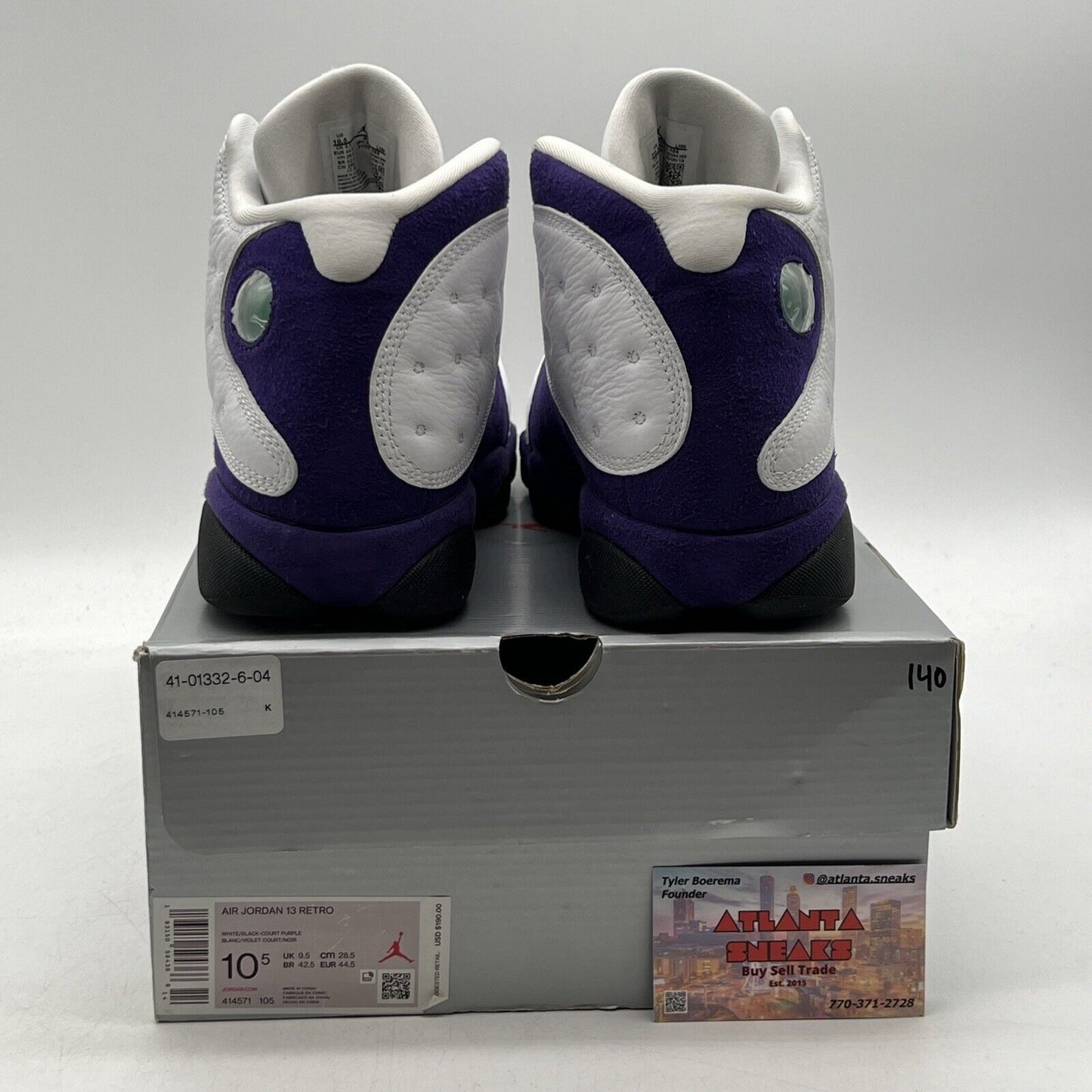 Size 10.5 - Air Jordan 13 Retro Lakers White Purple Leather (414571-105)