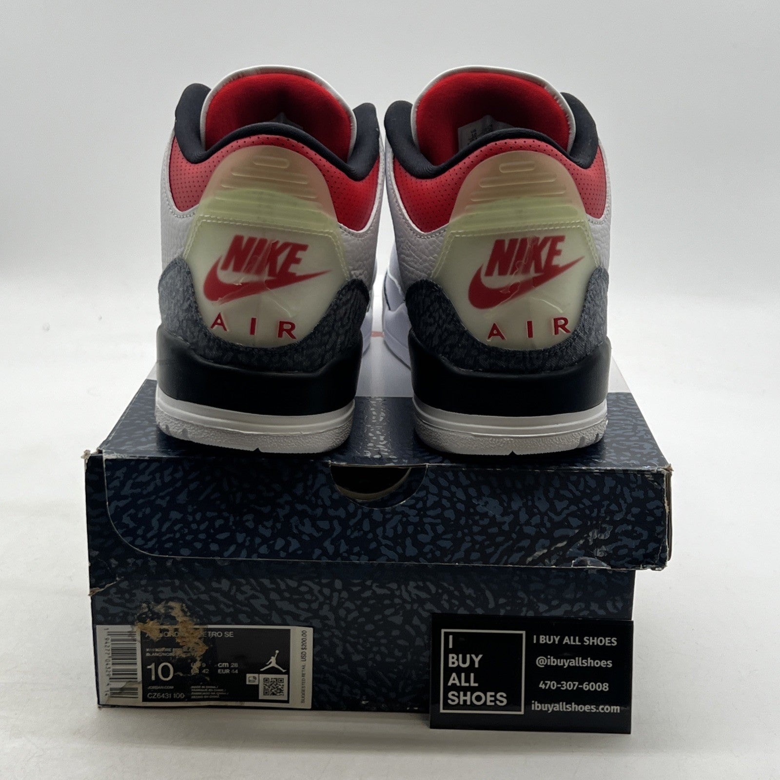 Size 10 - Air Jordan 3 Retro Denim SE Fire Red 2020 (CZ6431-100)