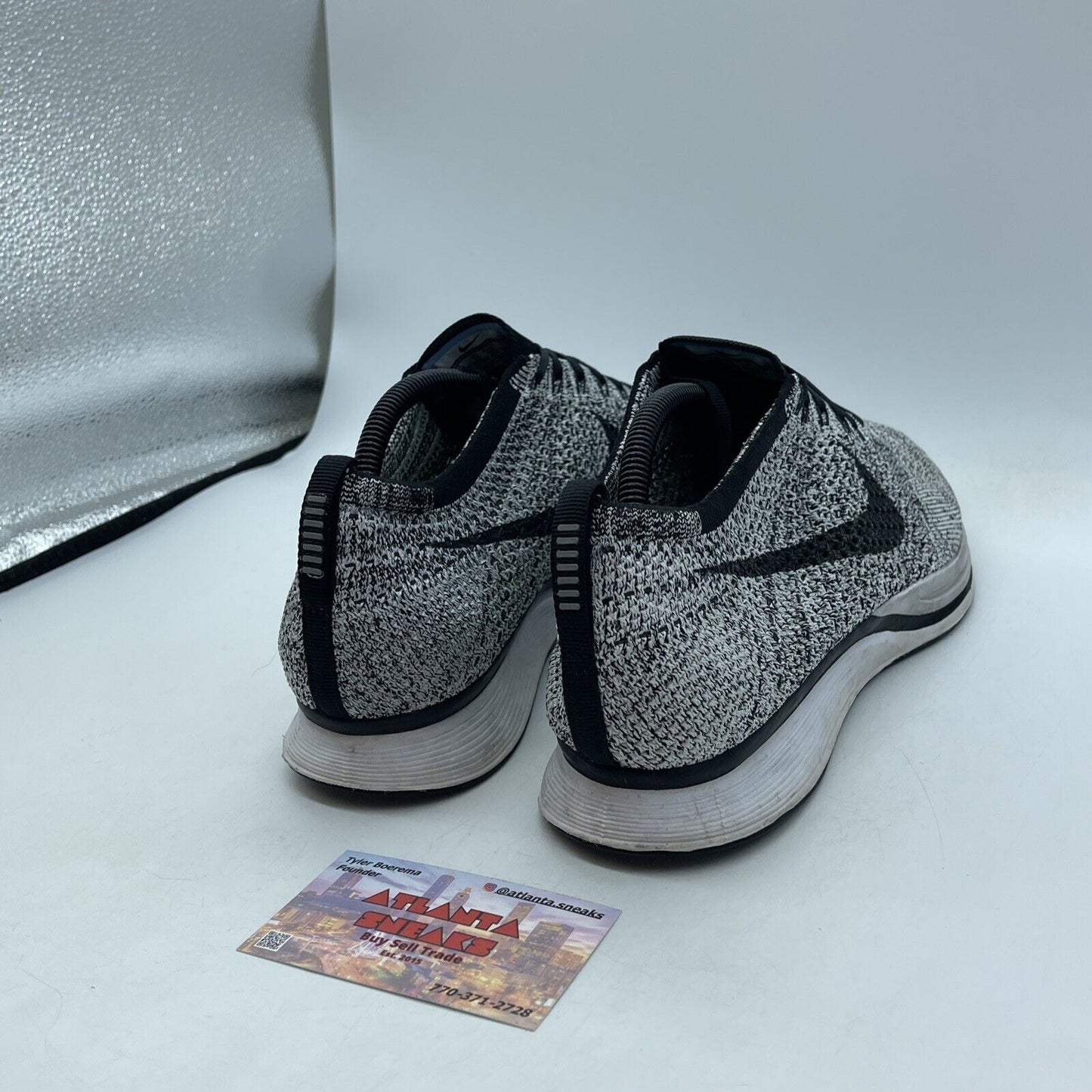 Size 11 - Nike Flyknit Racer Oreo 1.0 Black White Suede (526628-101)