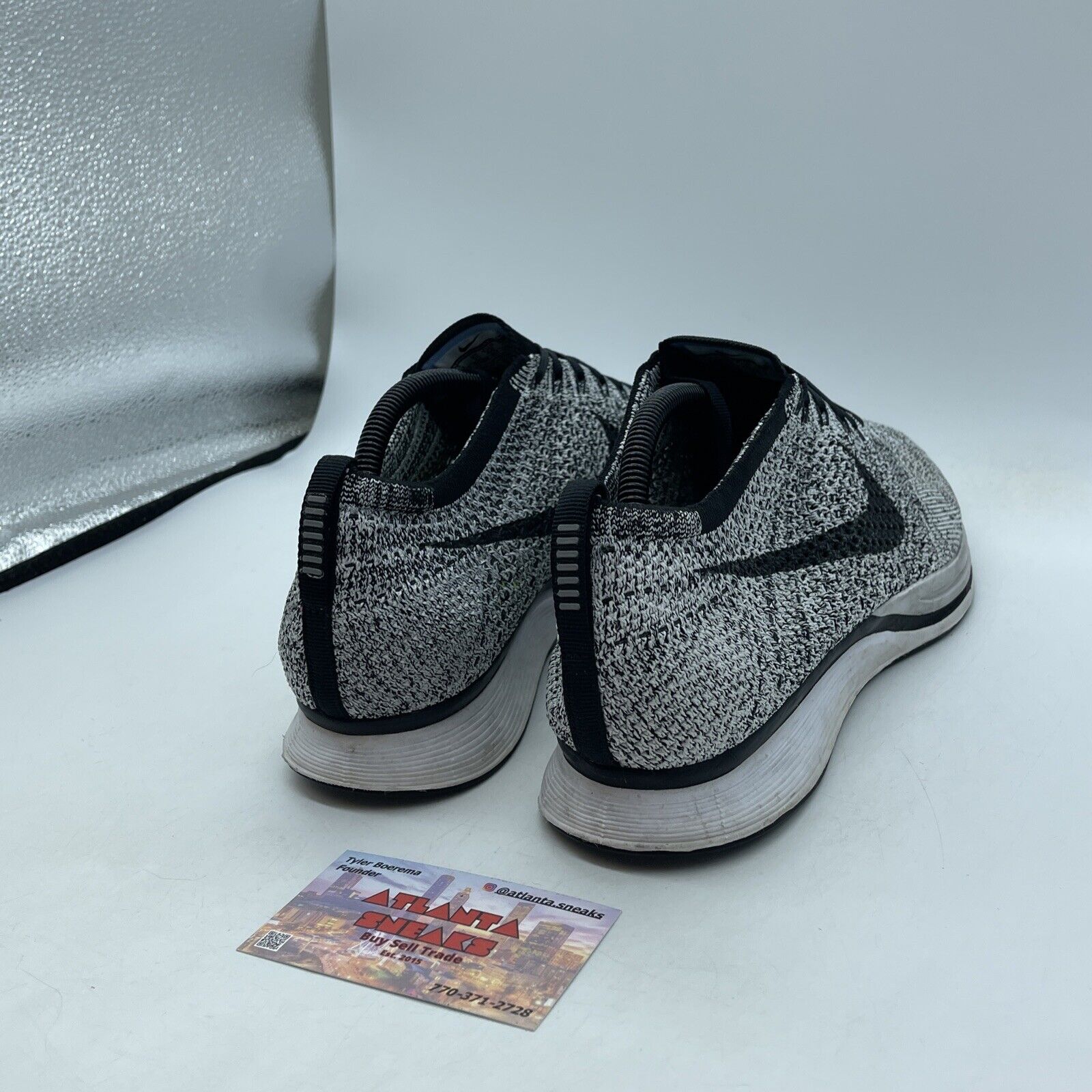 Size 11 - Nike Flyknit Racer Oreo 1.0 Black White Suede (526628-101)