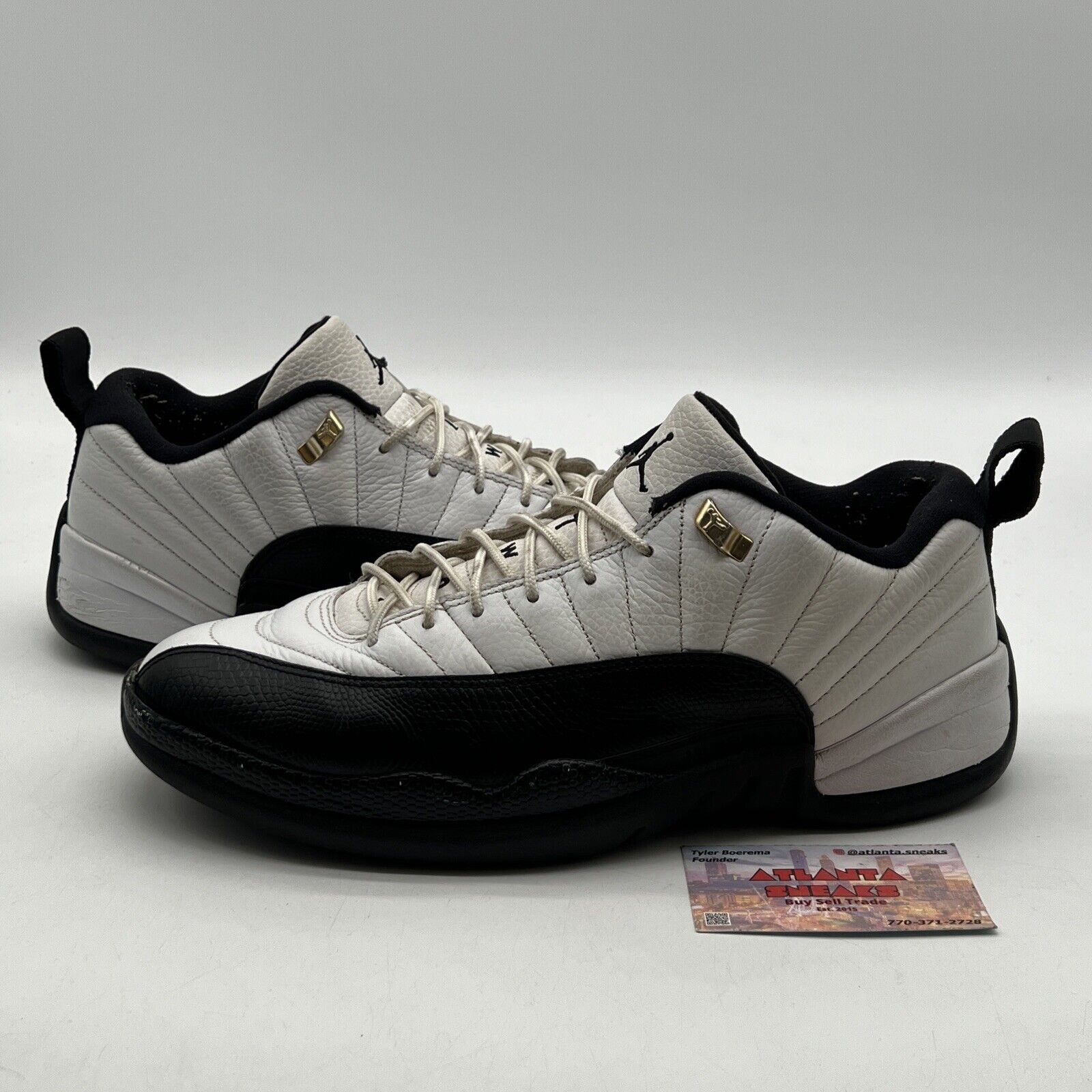 Size 10.5 - Air Jordan 12 Retro 2011 Low Taxi Black White Leather (308317-104)