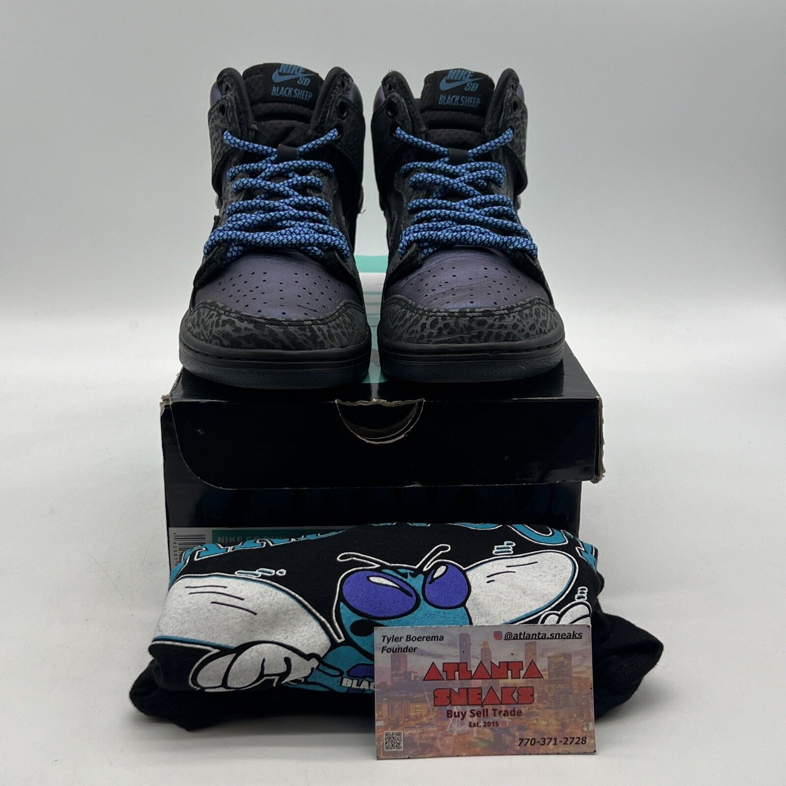 Size 6 - Nike Black Sheep x Dunk SB High Black Hornet Blue Purple (BQ6827-001)